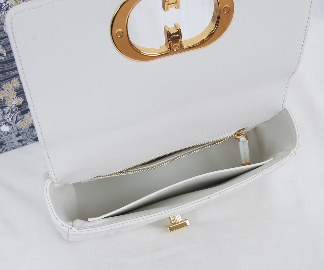 Dior Caro Bag Supple Cannage Calfskin White 20cm