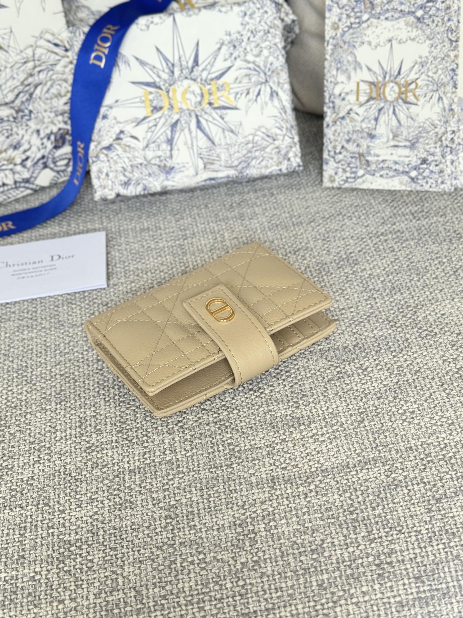 Dior Caro Dandelion Card Holder Supple Cannage Calfskin