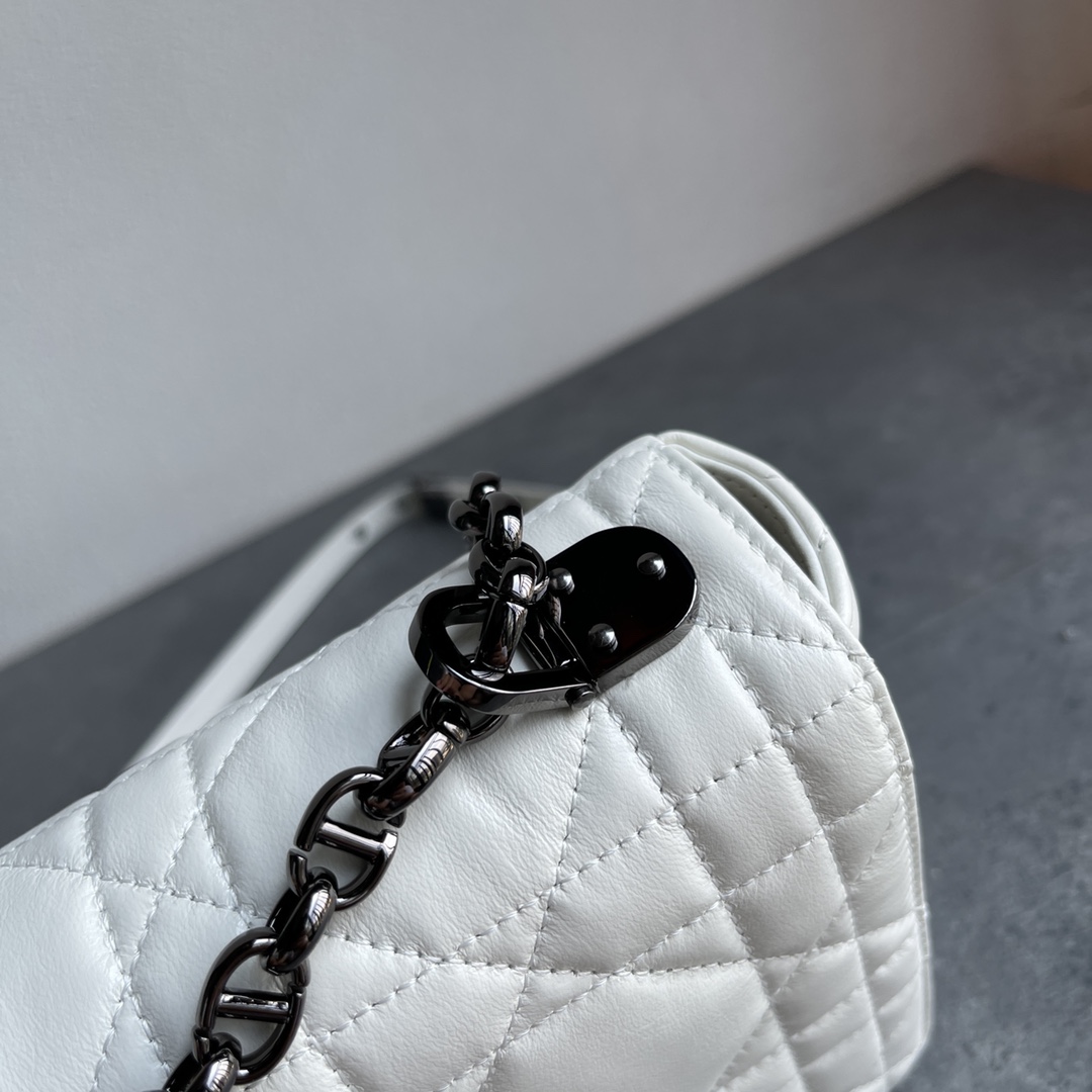 Dior Caro Macrocannage Pouch White Quilted Macrocannage Calfskin 25cm