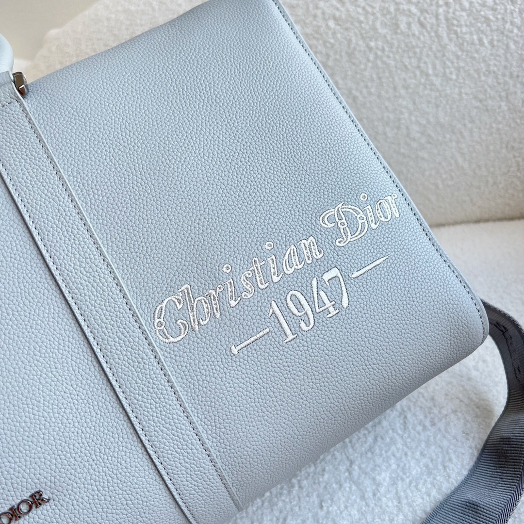 Dior Gray Grained Calfskin with Christian Dior 1947 Signature Dior Lingot 50 Duffle Bag