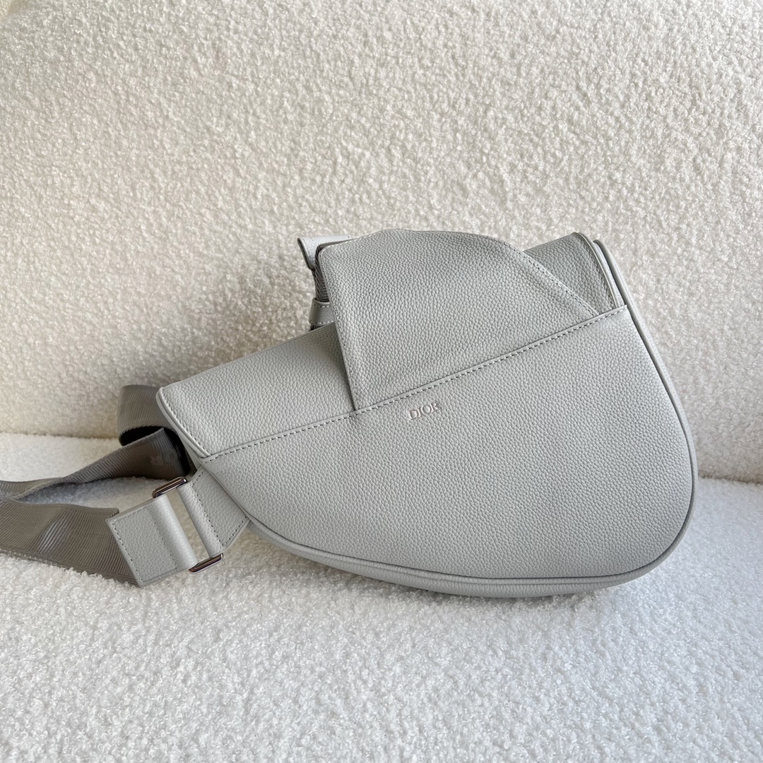 Dior Gray Grained Calfskin with Christian Dior 1947 Signature Saddle Bag