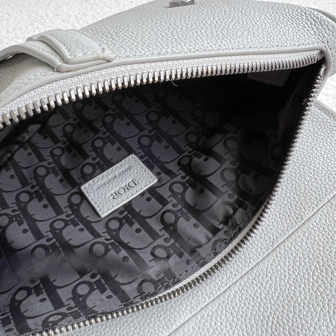 Dior Gray Grained Calfskin with Christian Dior 1947 Signature Saddle Bag