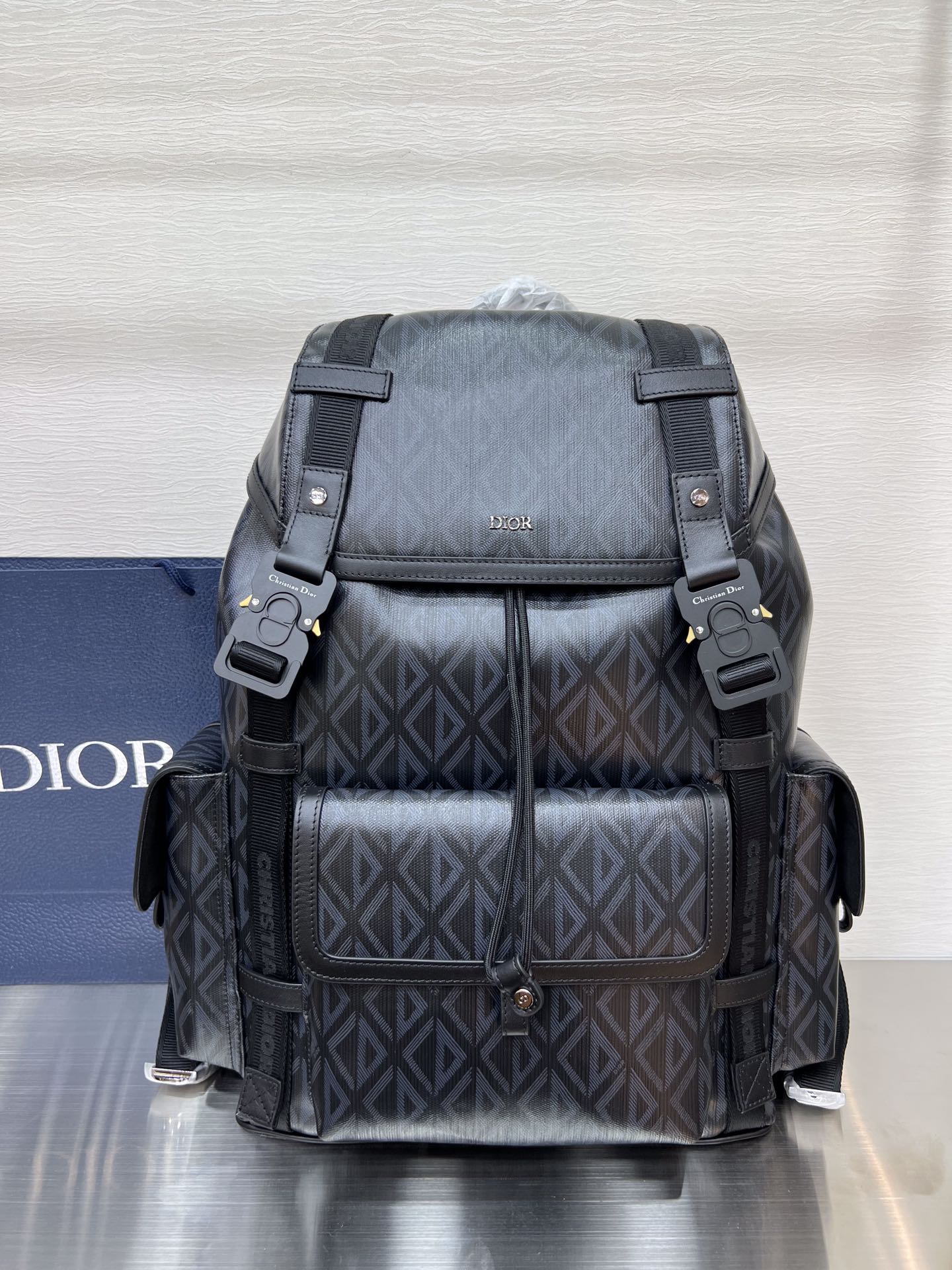 Dior Hit The Road Backpack Dior Black CD Diamond Canvas