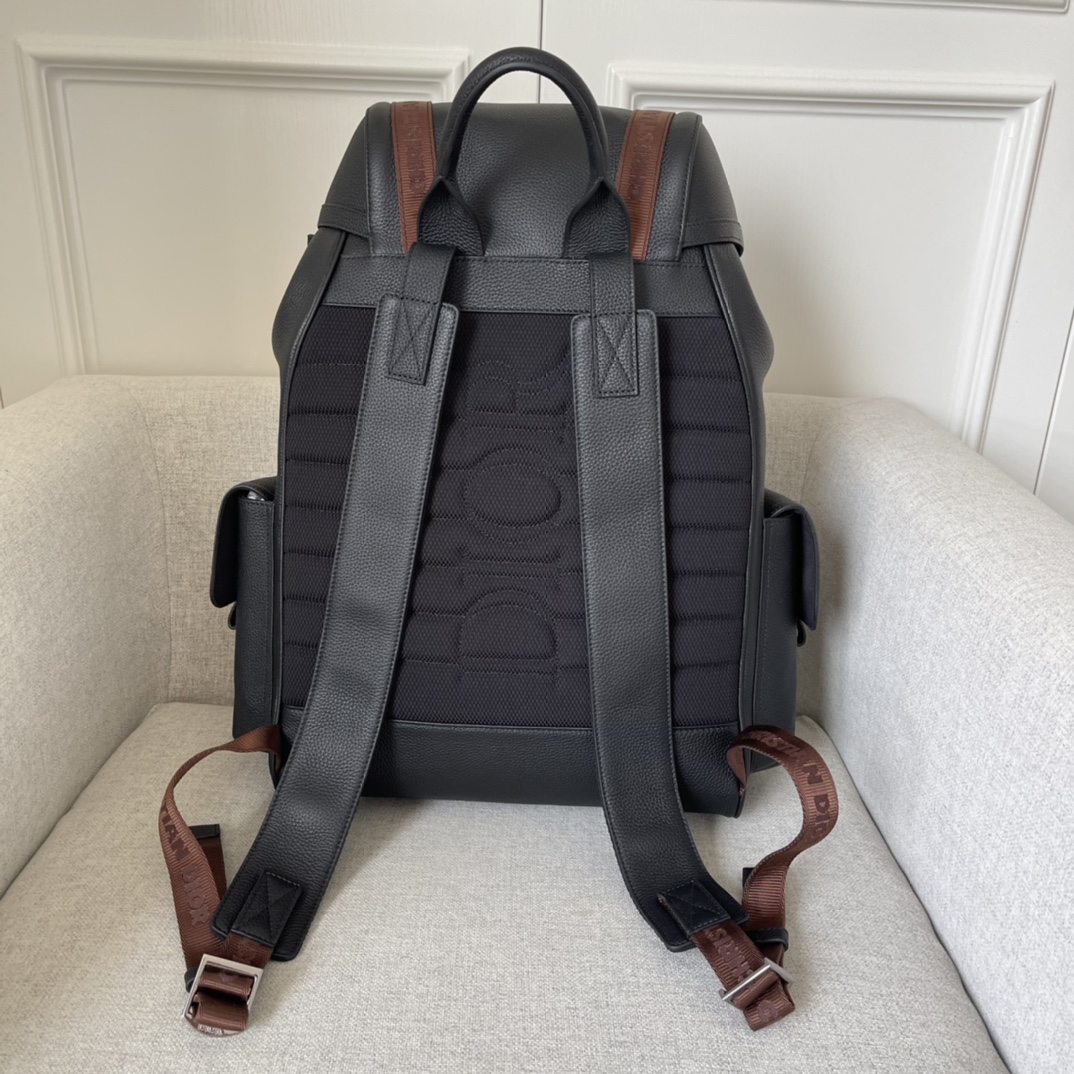 Dior Hit The Road Cactus Jack Dior Backpack Black Grained Calfskin with Embroidered Signature