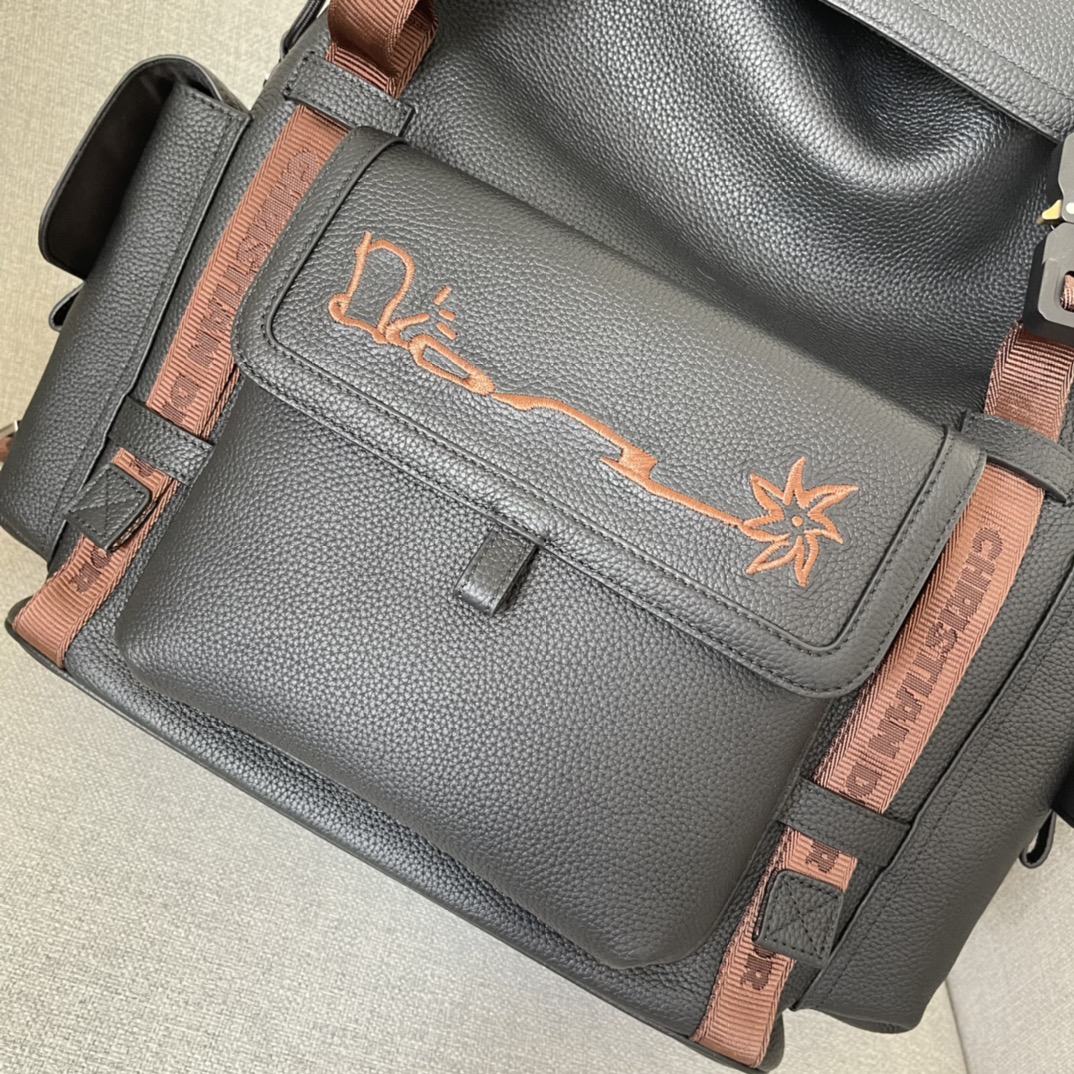 Dior Hit The Road Cactus Jack Dior Backpack Black Grained Calfskin with Embroidered Signature