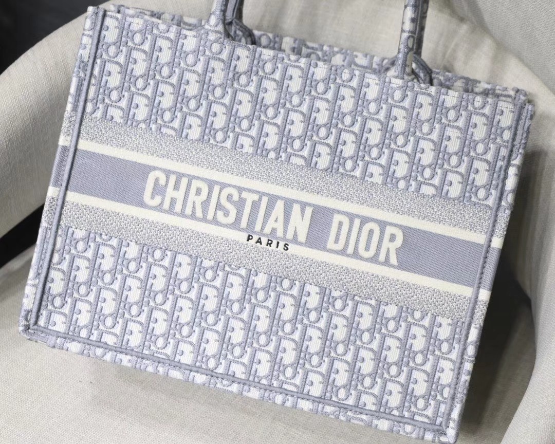 Dior Large Dior Book Tote Bag Gray Dior Oblique Embroidery 41.5cm