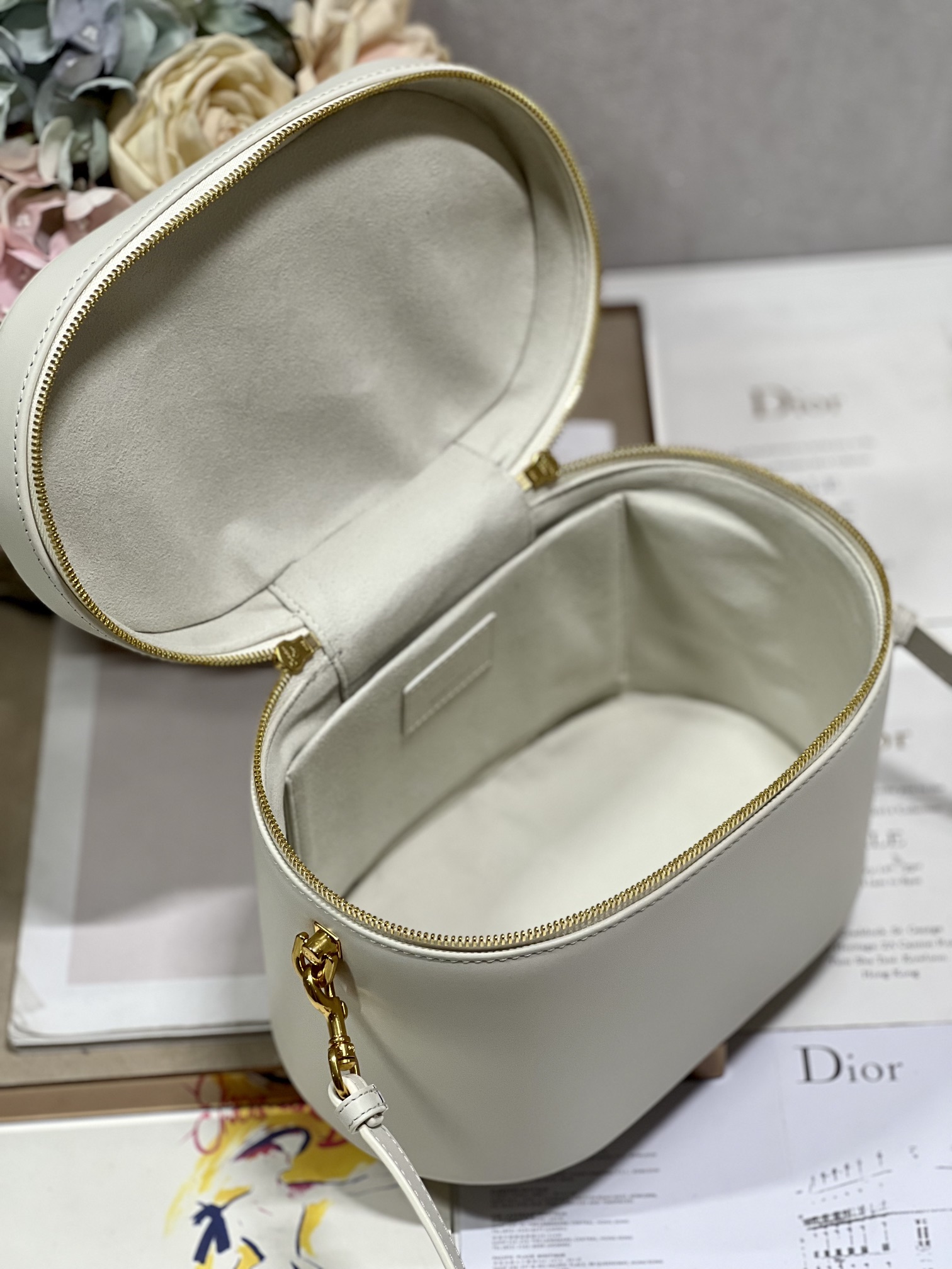 Dior Large Diortravel Leather Vanity Case White