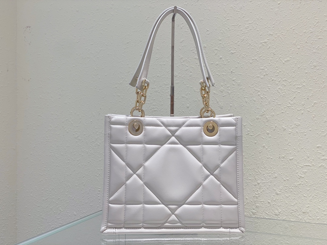 Dior Large Essential Tote Bag White  Archicannage Calfskin