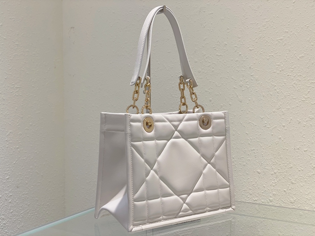 Dior Large Essential Tote Bag White  Archicannage Calfskin