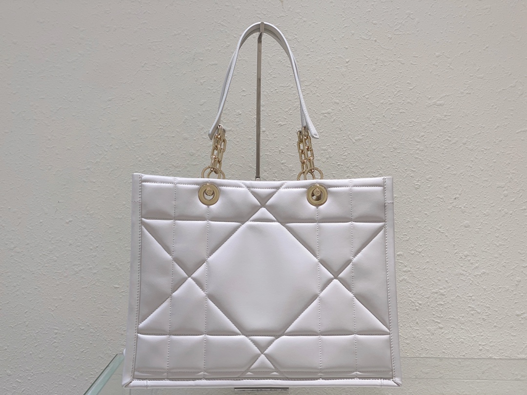 Dior Large Essential Tote Bag White Archicannage Calfskin