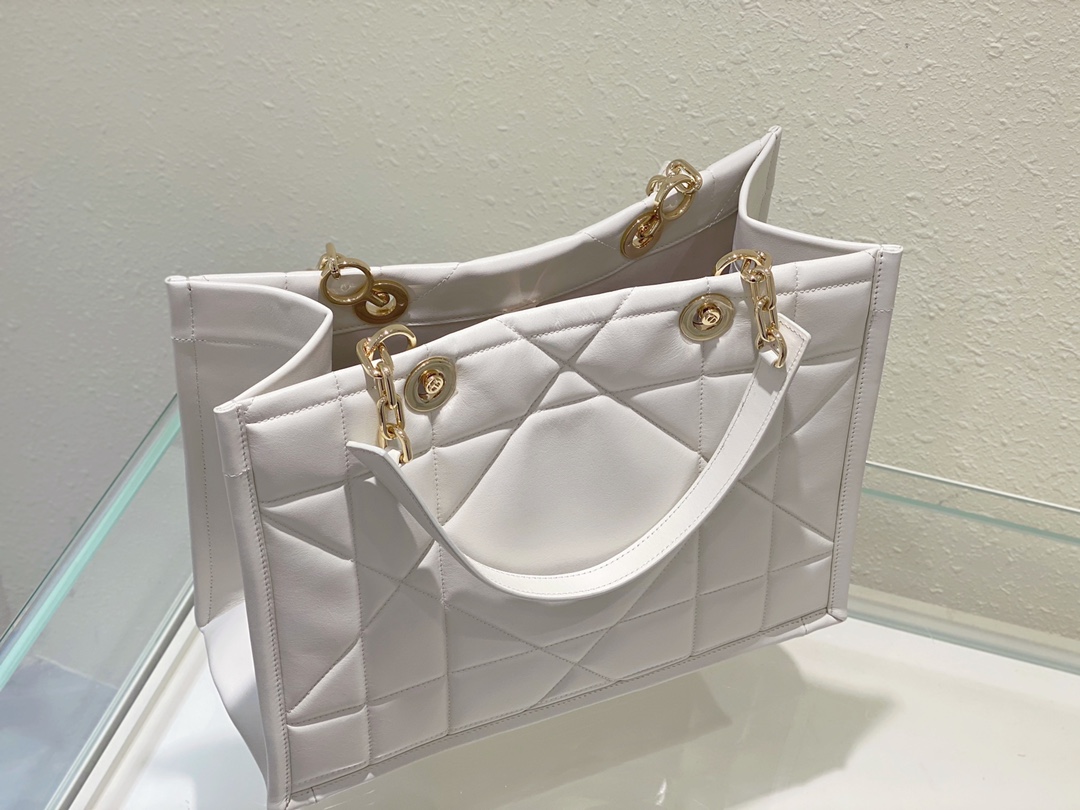 Dior Large Essential Tote Bag White Archicannage Calfskin