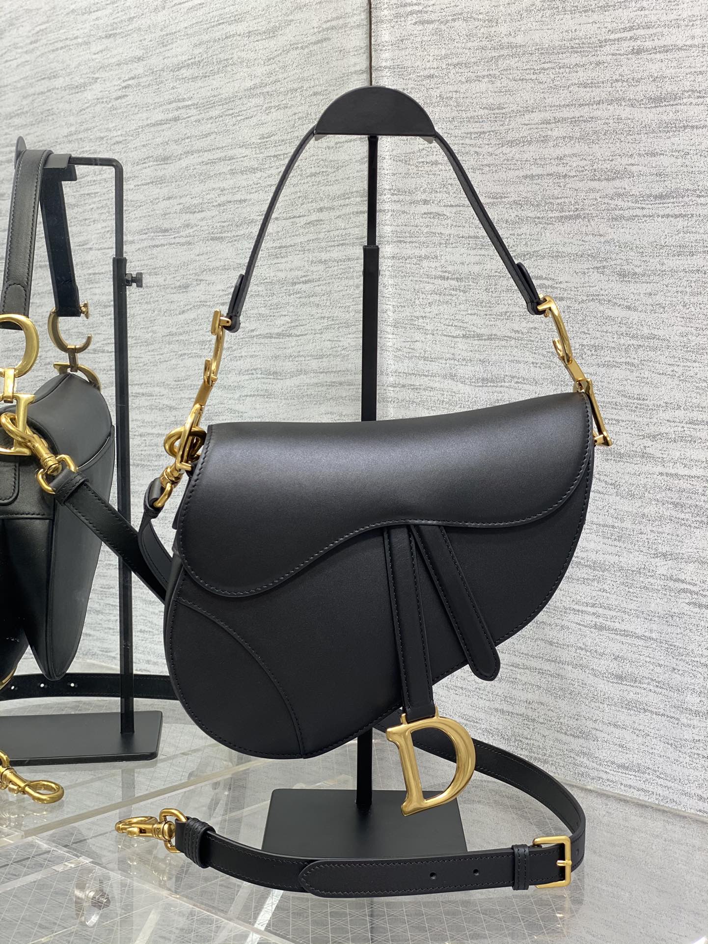 Dior Large Saddle Bag in Black Calfskin