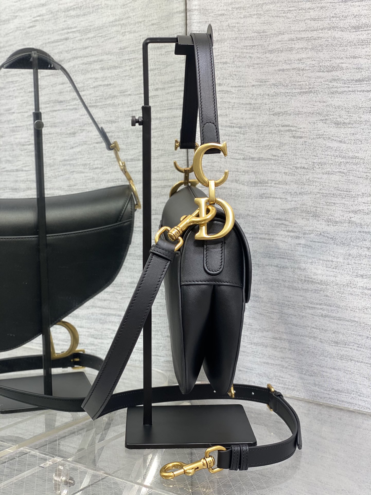 Dior Large Saddle Bag in Black Calfskin