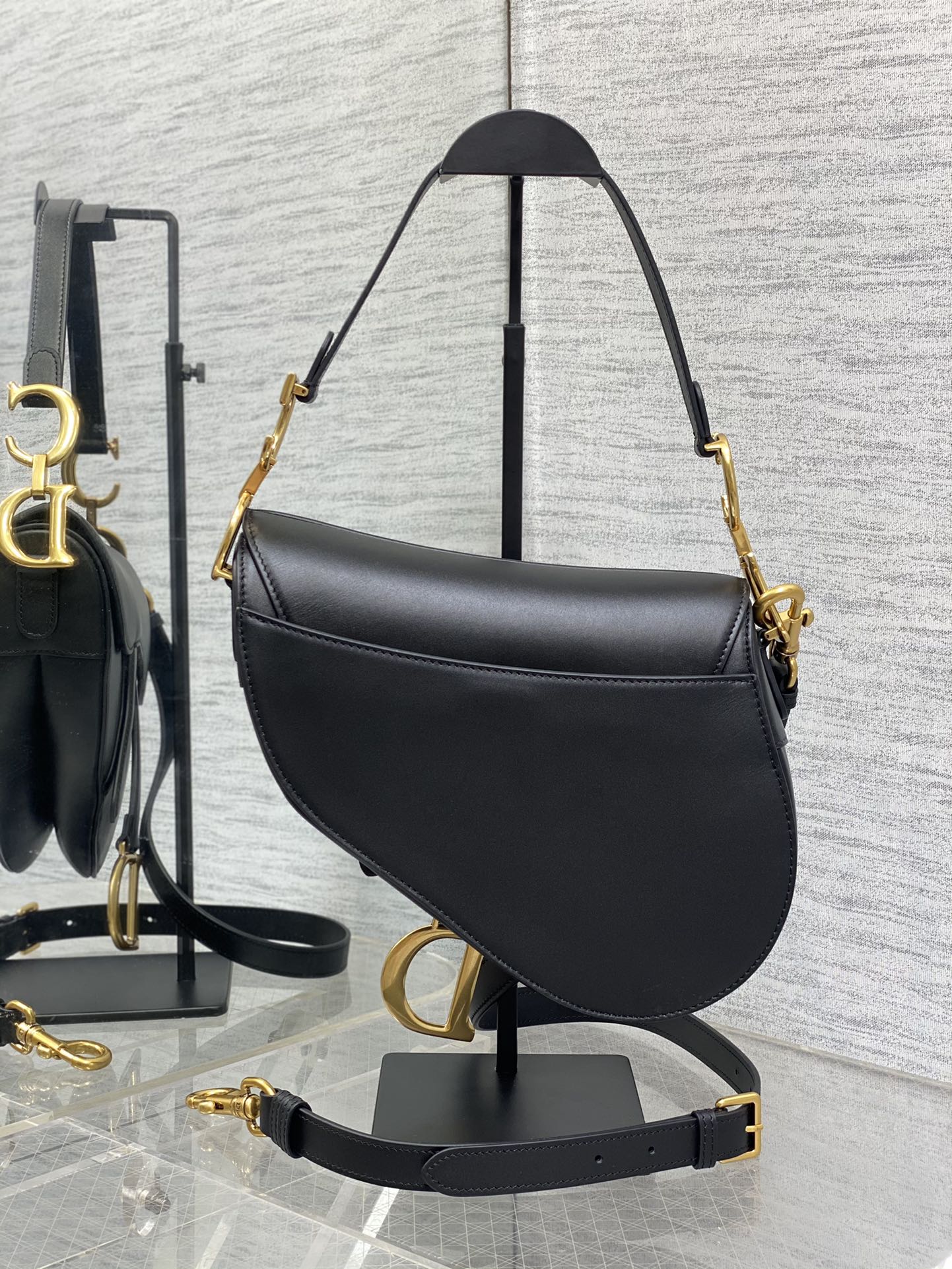 Dior Large Saddle Bag in Black Calfskin