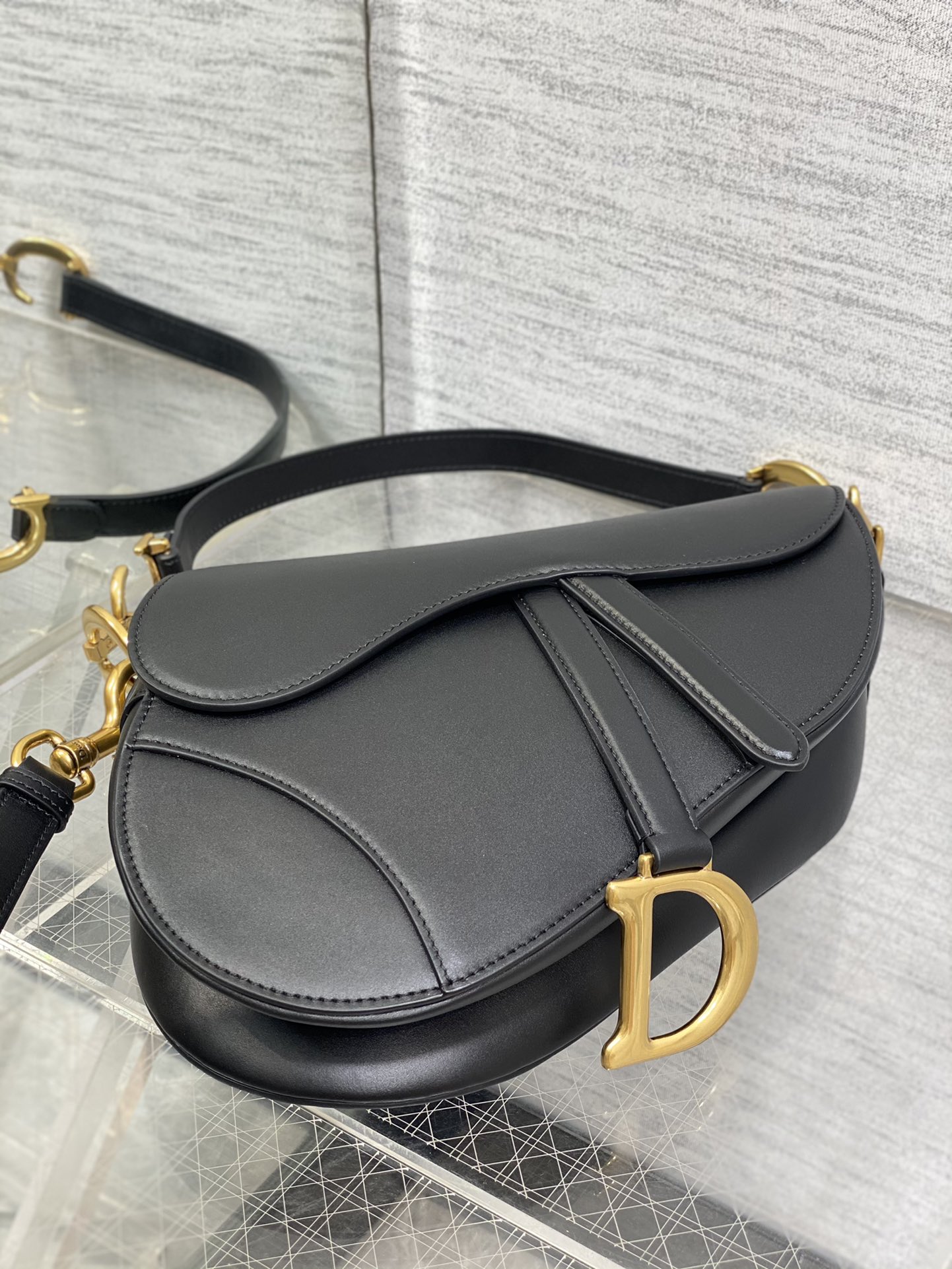 Dior Large Saddle Bag in Black Calfskin