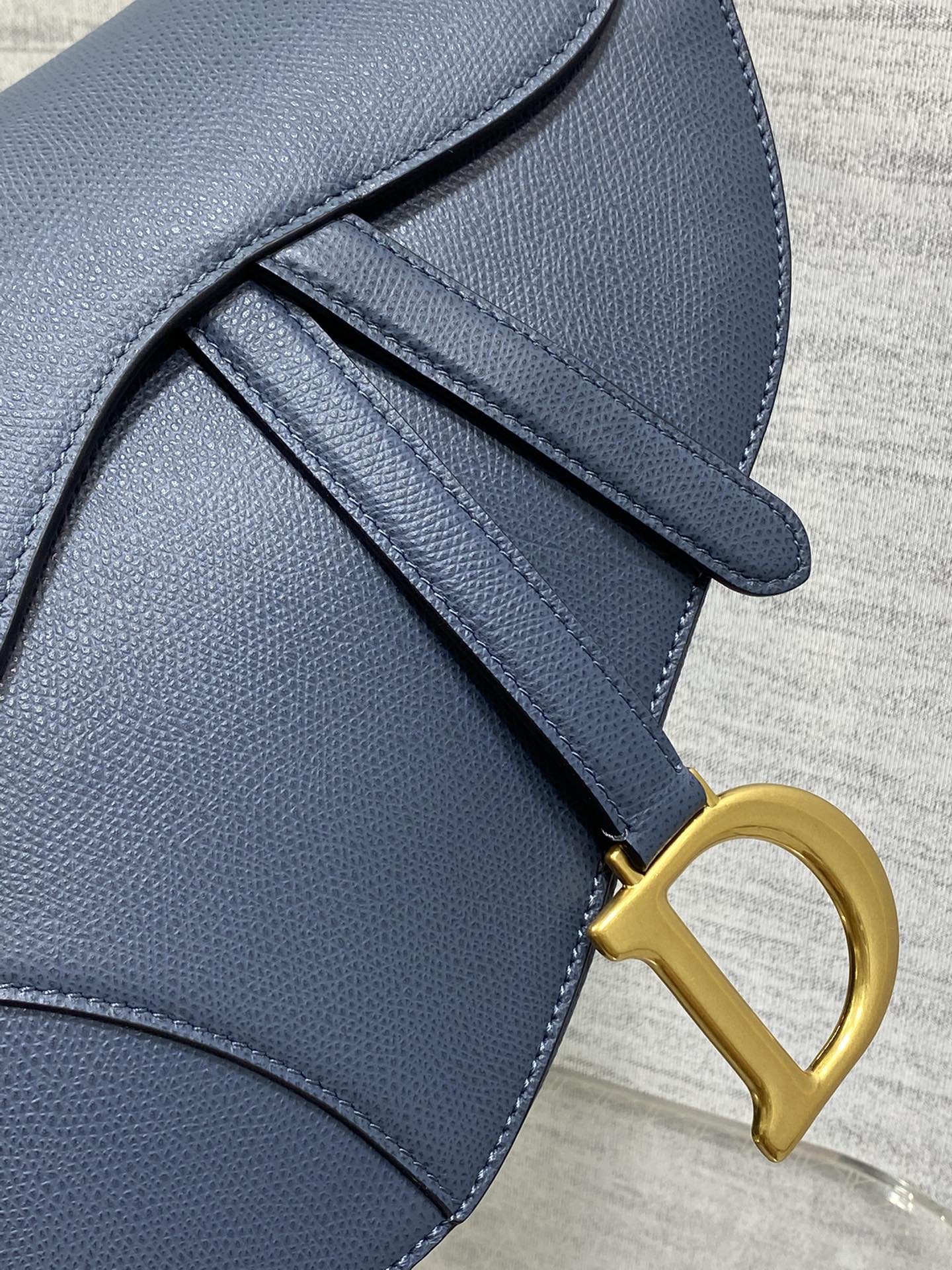 Dior Large Saddle Bag in Blue Calfskin