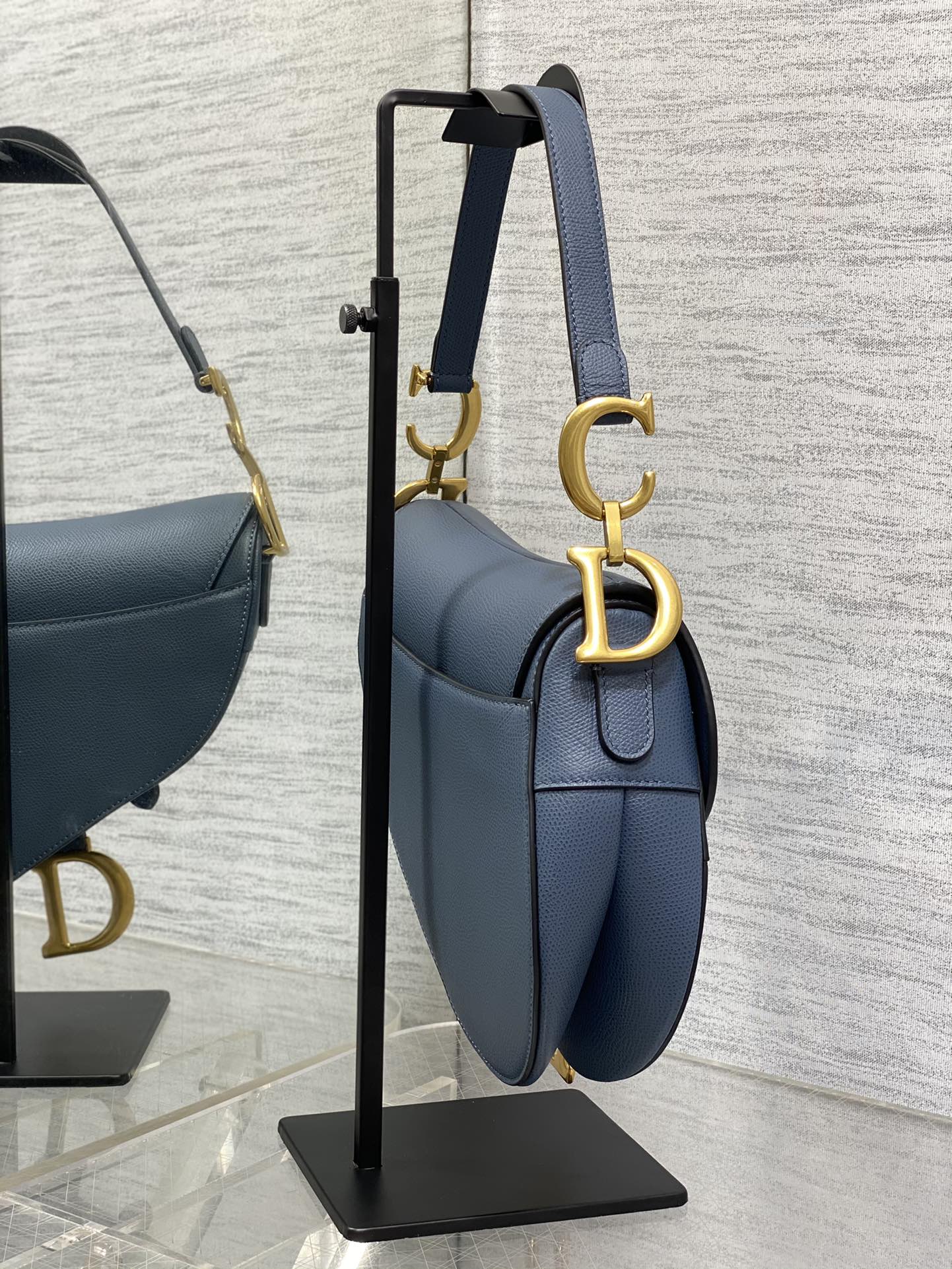 Dior Large Saddle Bag in Blue Calfskin