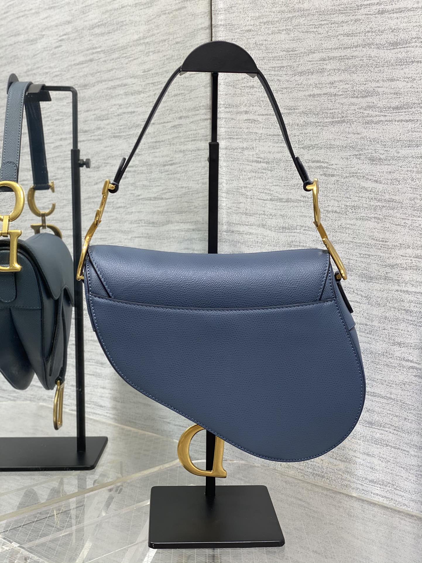 Dior Large Saddle Bag in Blue Calfskin