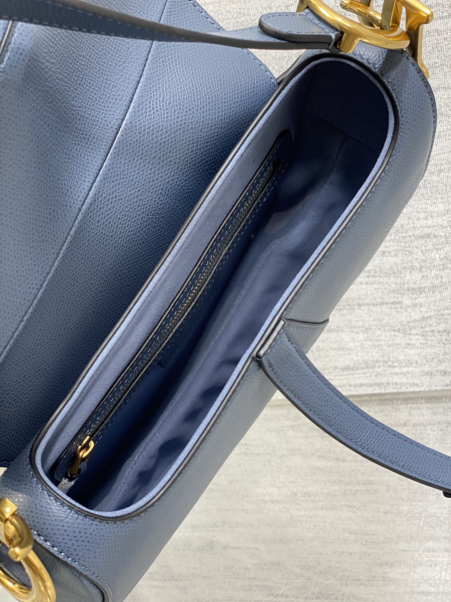 Dior Large Saddle Bag in Blue Calfskin