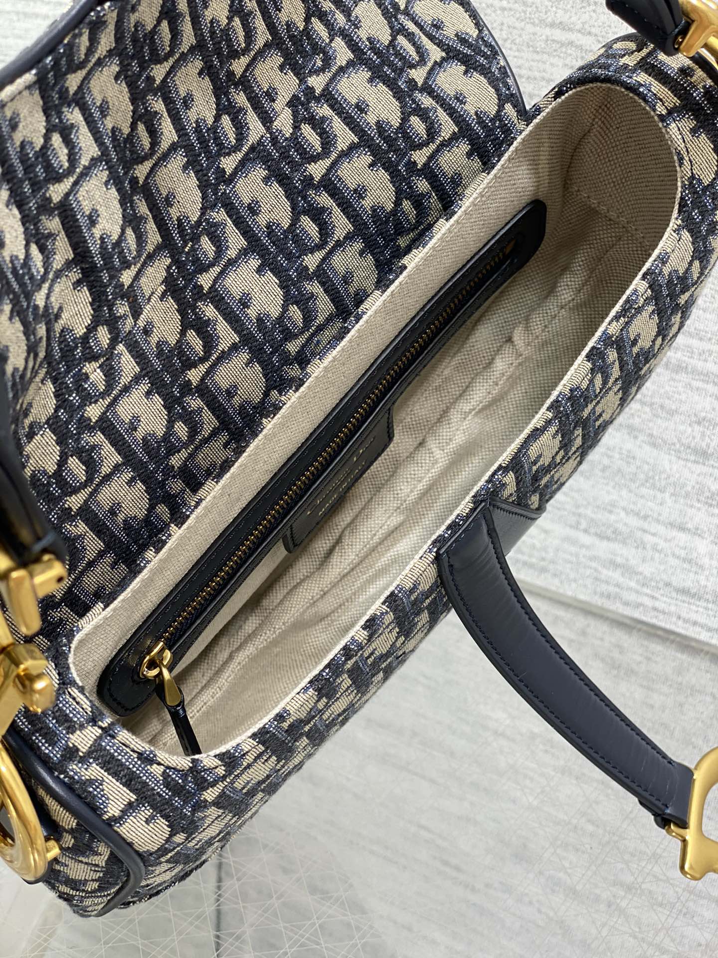 Dior Large Saddle Bag in Blue Dior Oblique Jacquard Bag