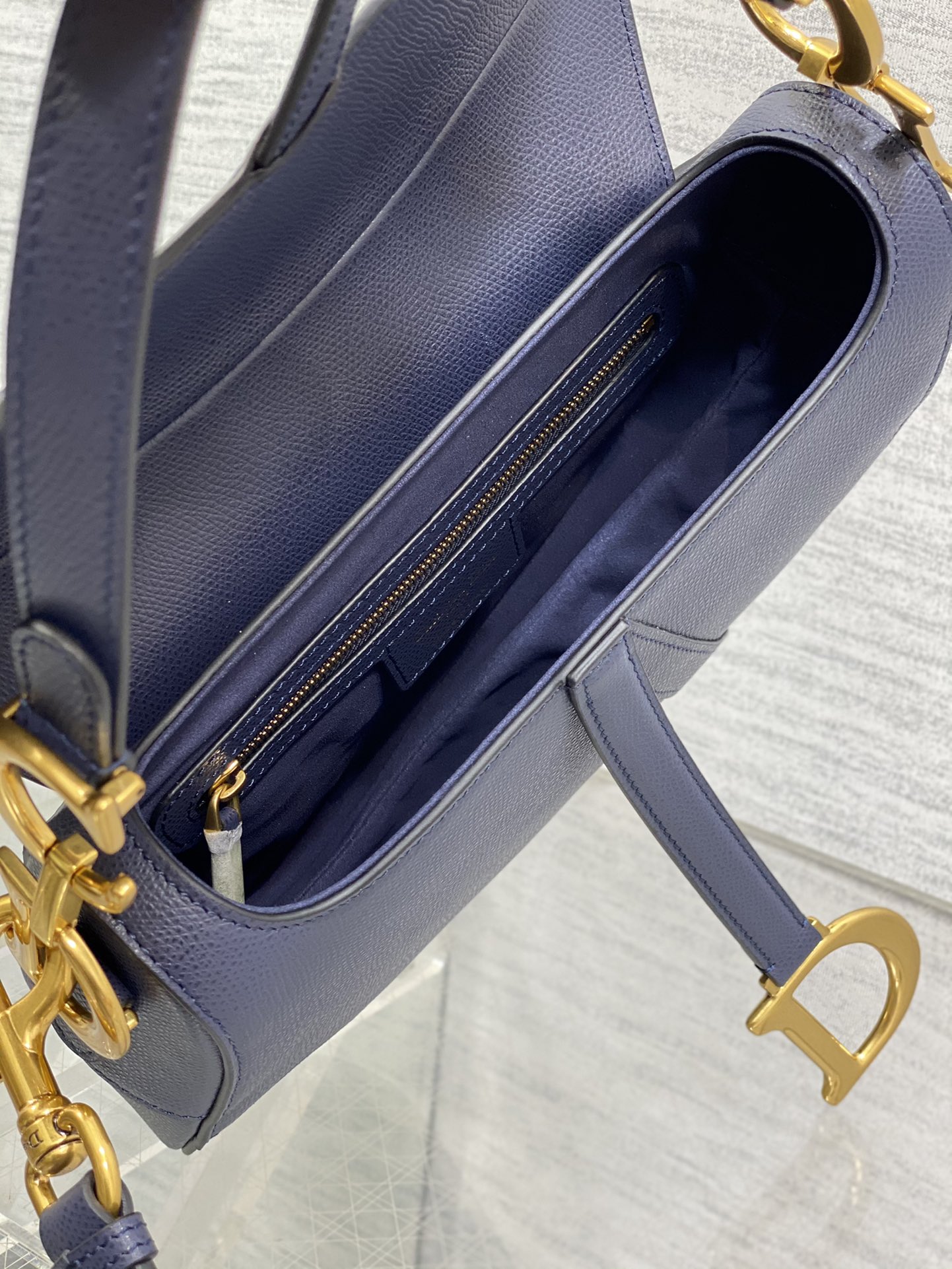 Dior Large Saddle Bag in Dark Blue Calfskin