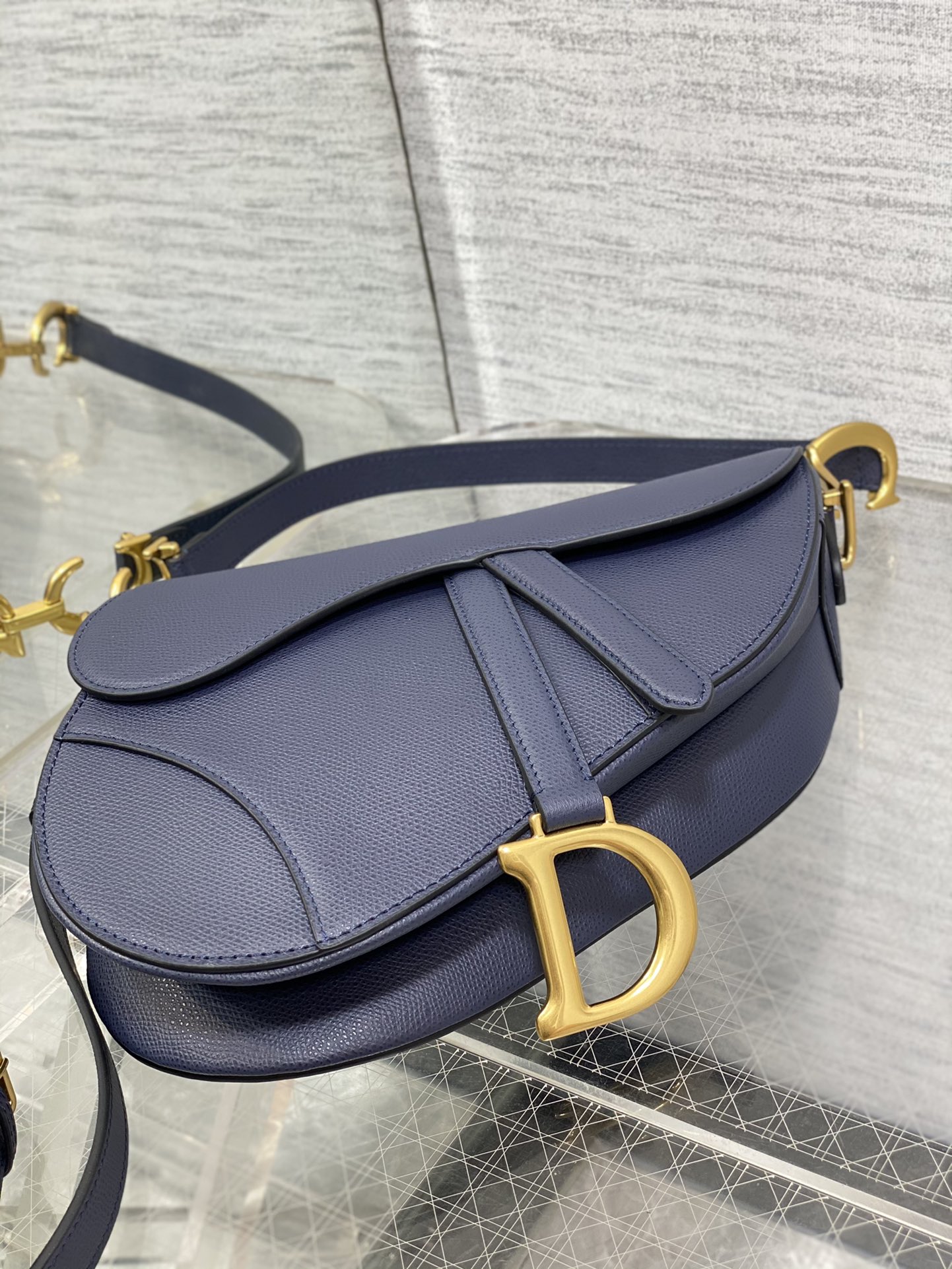 Dior Large Saddle Bag in Dark Blue Calfskin