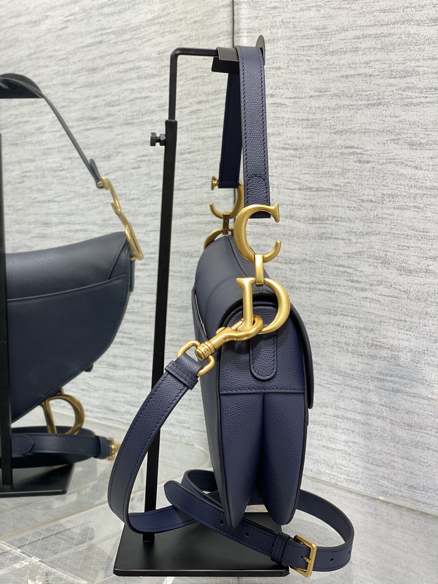 Dior Large Saddle Bag in Dark Blue Calfskin