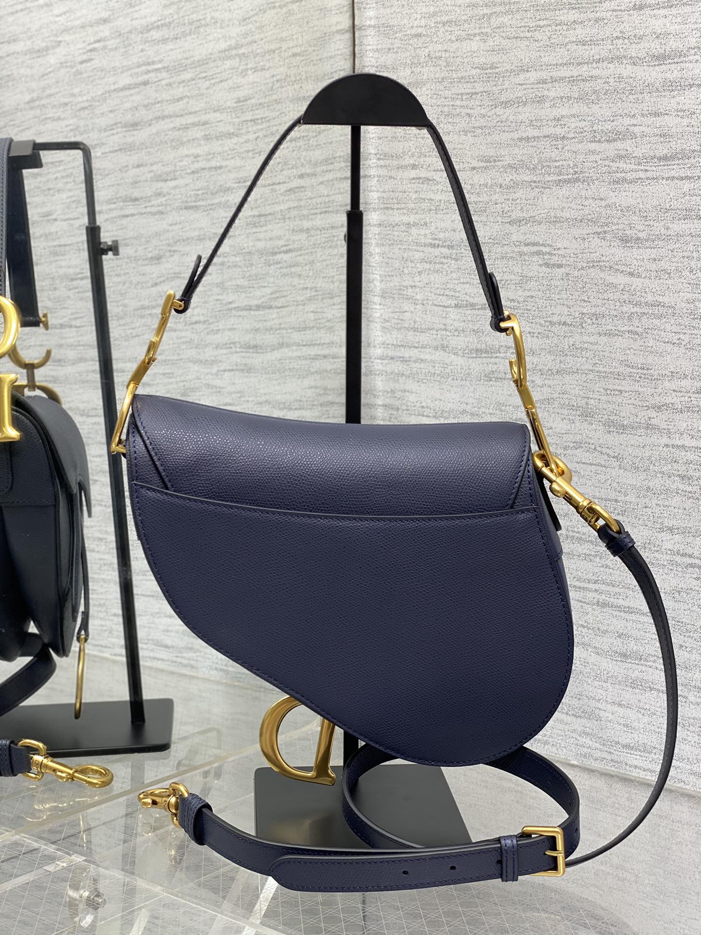 Dior Large Saddle Bag in Dark Blue Calfskin