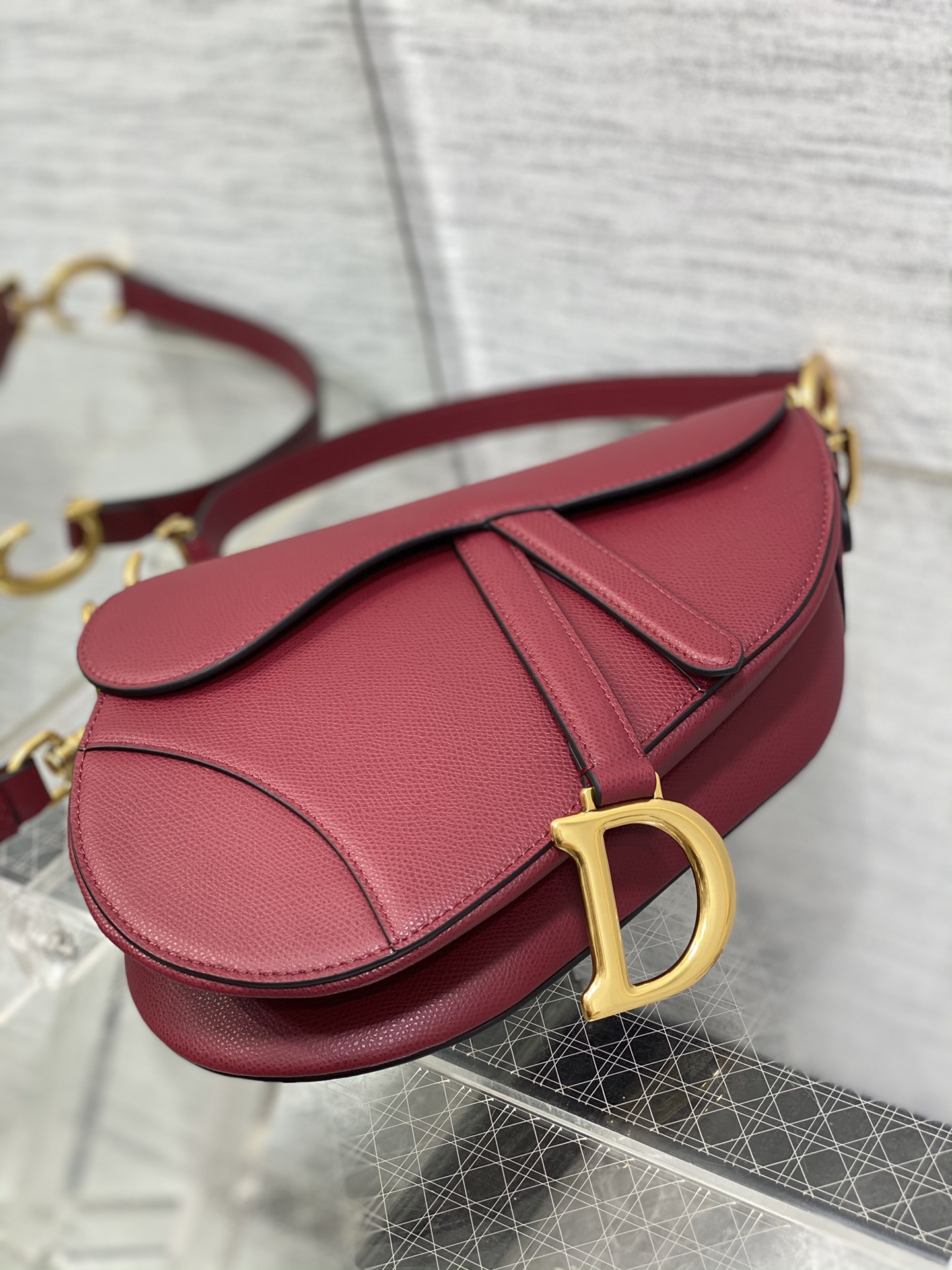 Dior Large Saddle Bag in Dark Red Calfskin