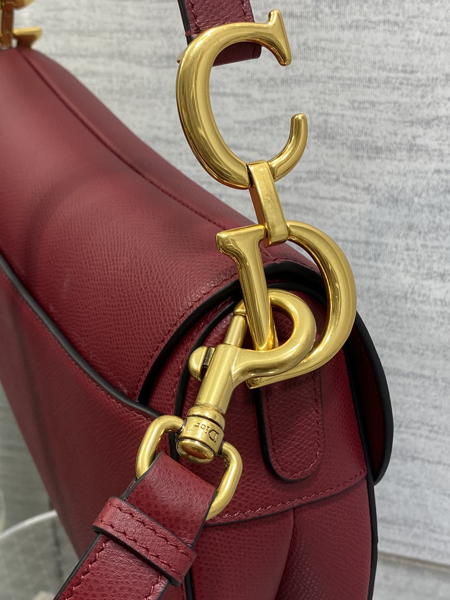 Dior Large Saddle Bag in Dark Red Calfskin