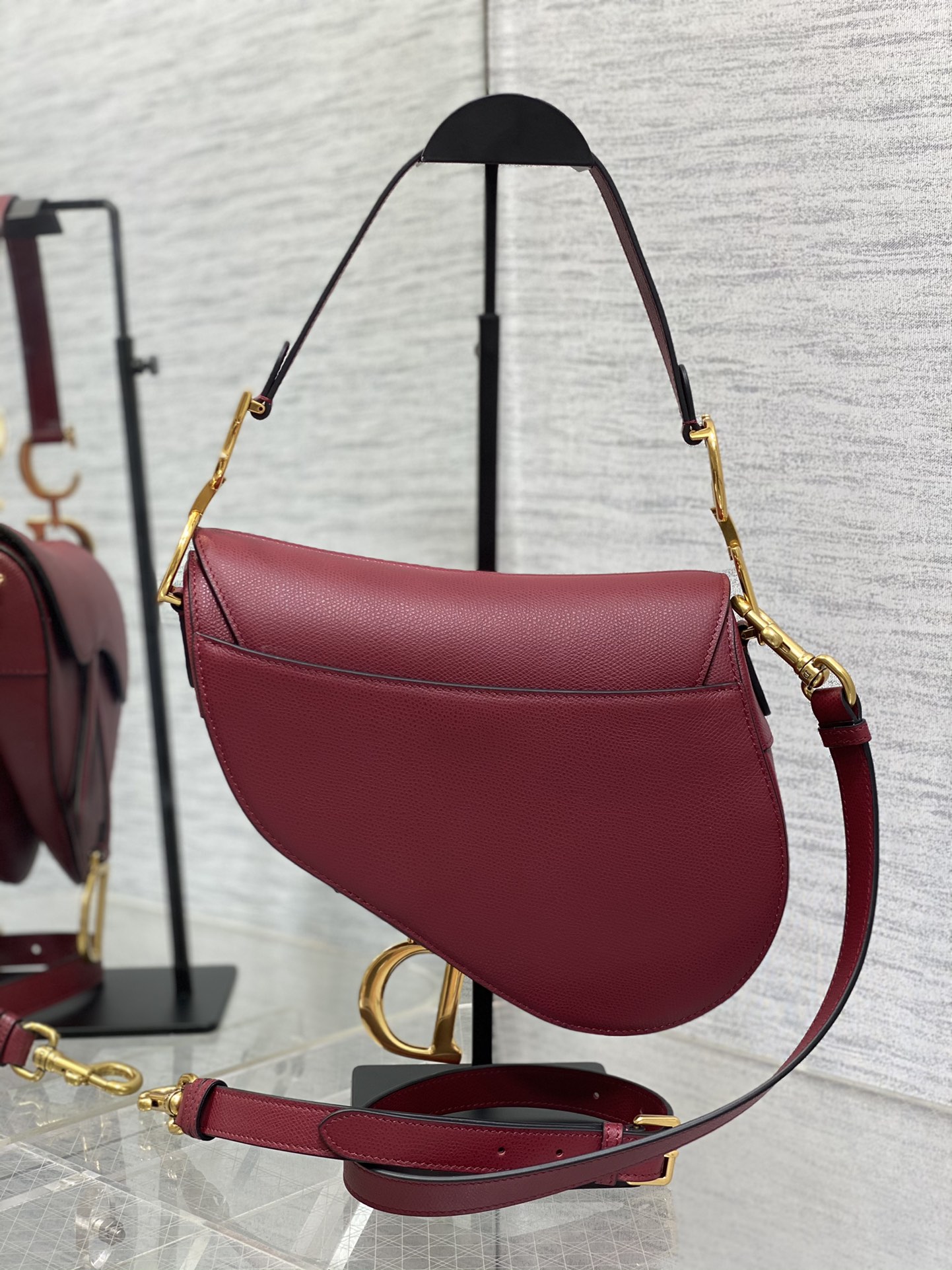 Dior Large Saddle Bag in Dark Red Calfskin