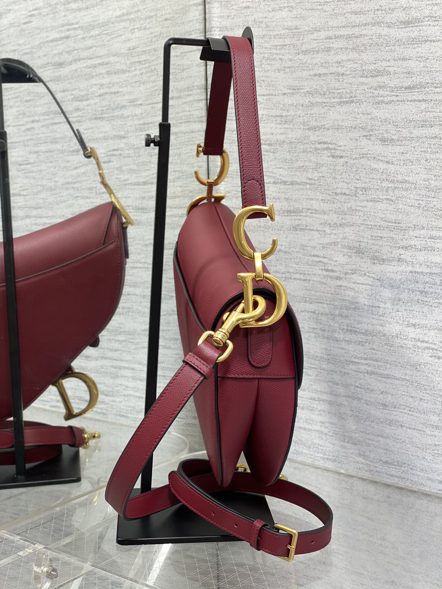 Dior Large Saddle Bag in Dark Red Calfskin