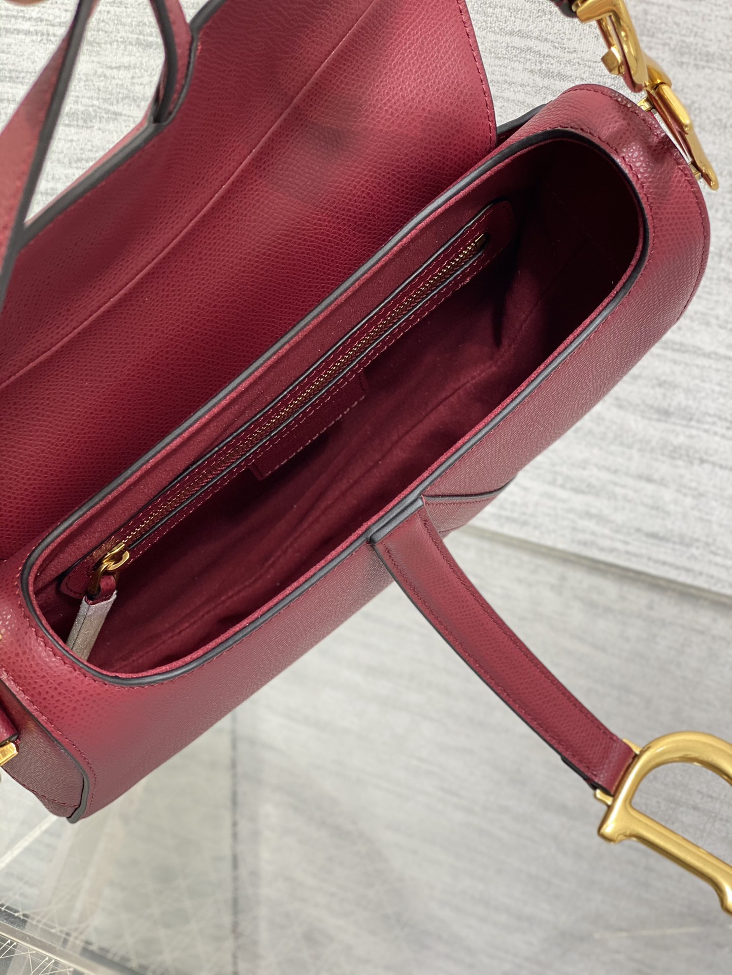 Dior Large Saddle Bag in Dark Red Calfskin