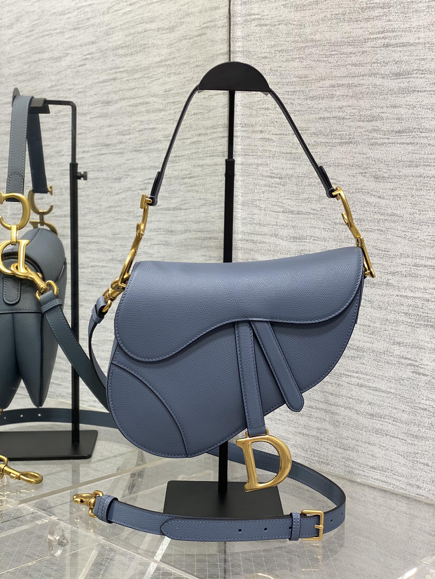 Dior Large Saddle Bag in Denim Blue Calfskin