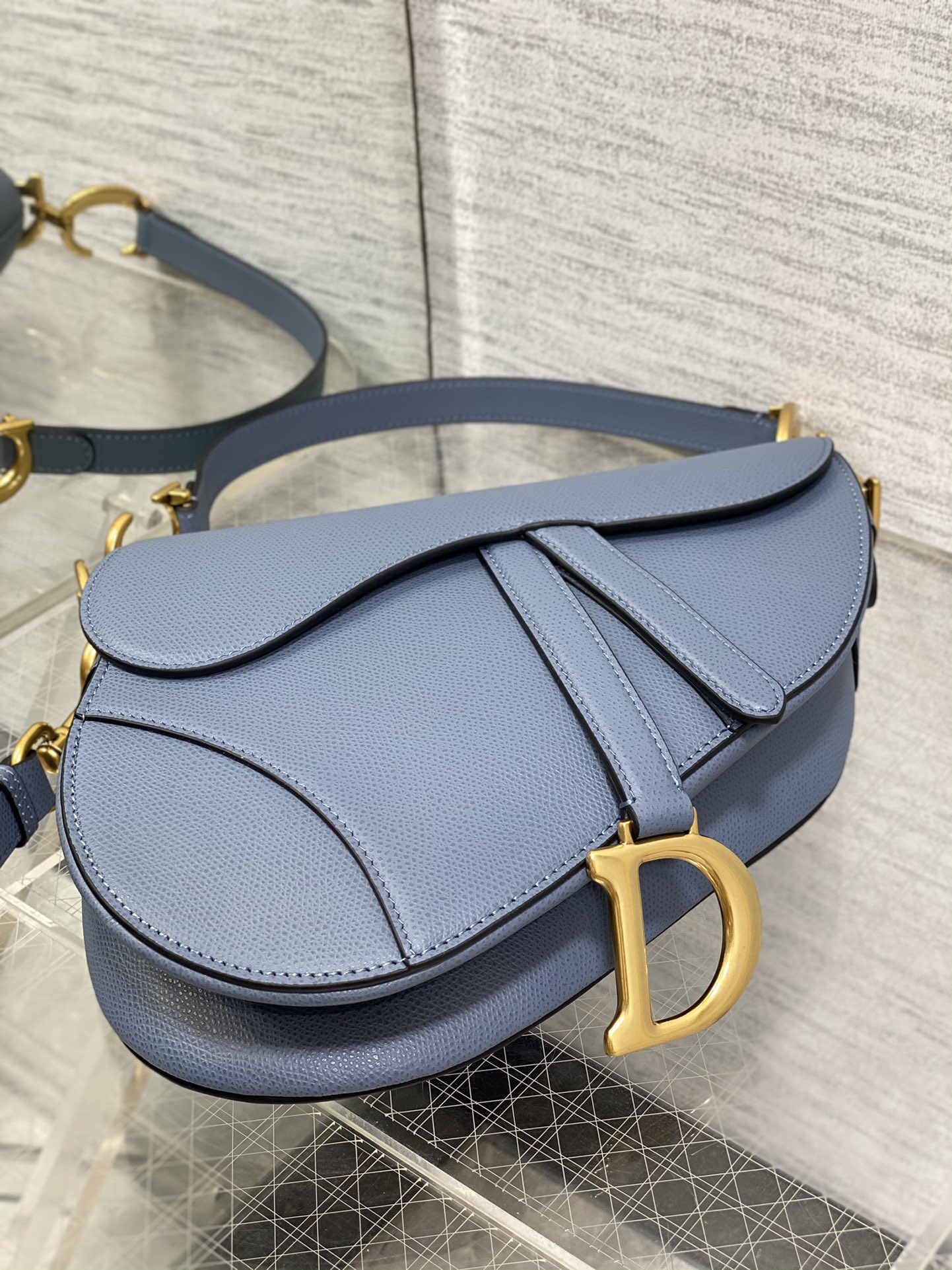 Dior Large Saddle Bag in Denim Blue Calfskin