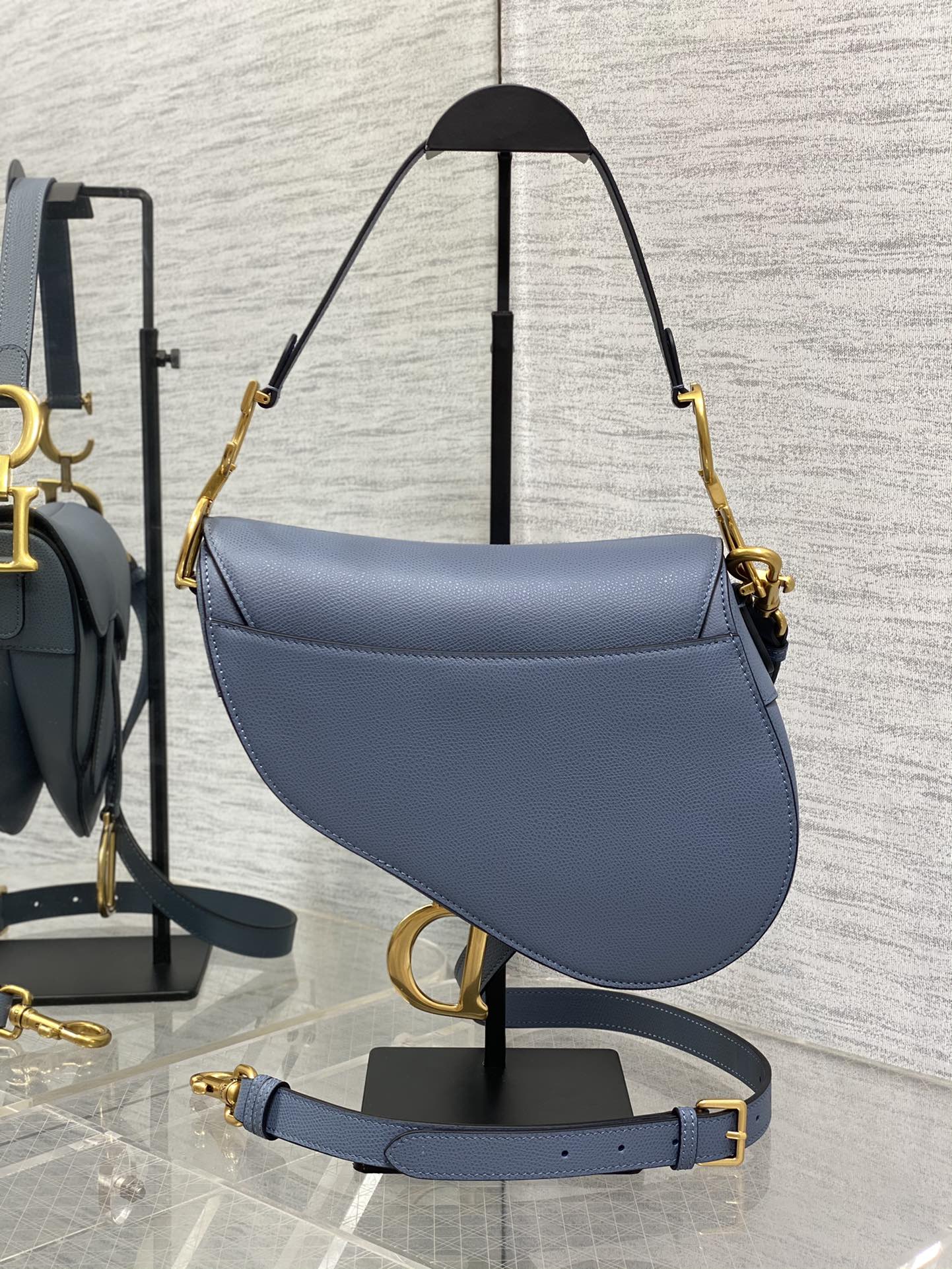 Dior Large Saddle Bag in Denim Blue Calfskin