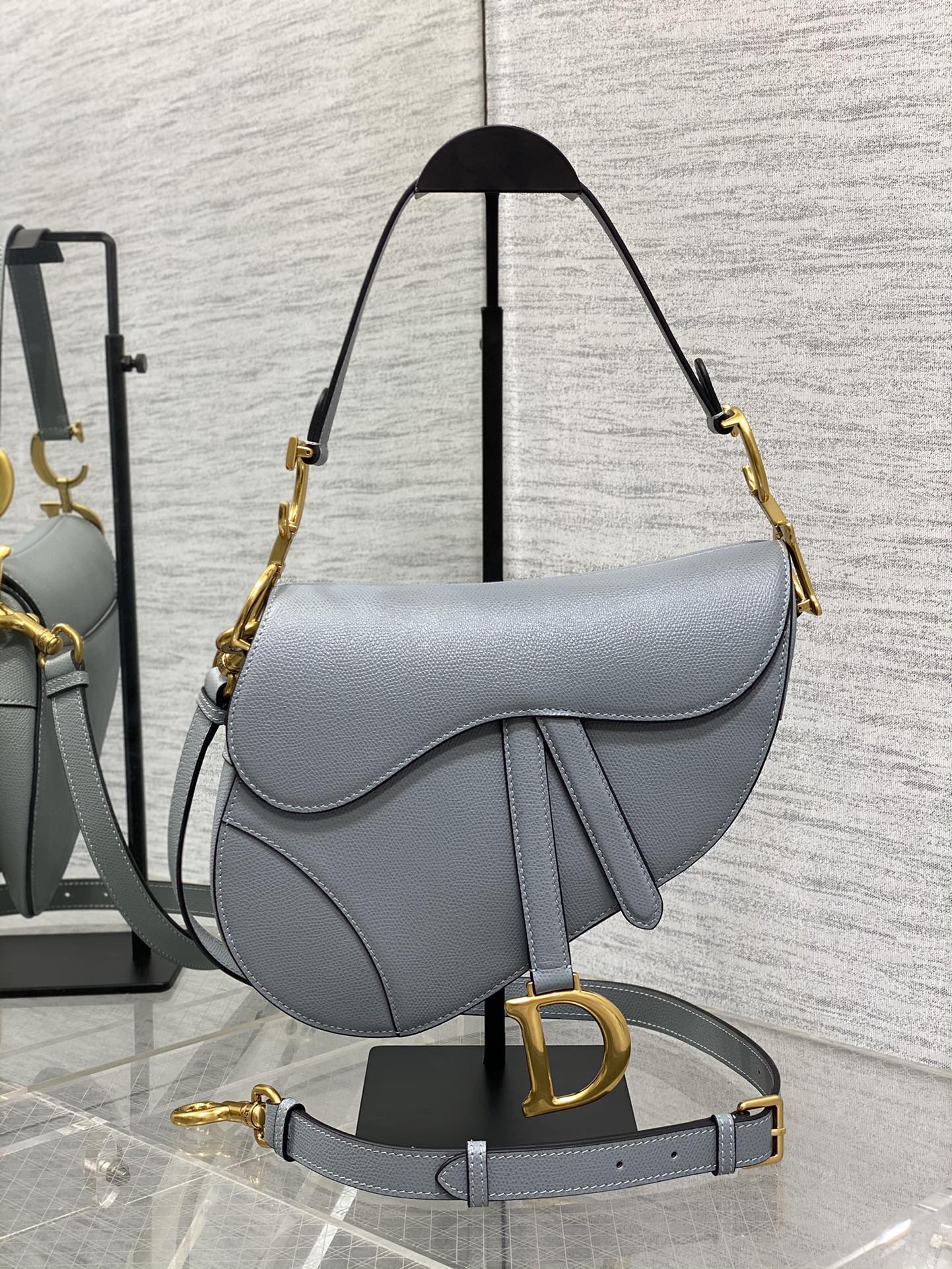 Dior Large Saddle Bag in Light Blue Calfskin