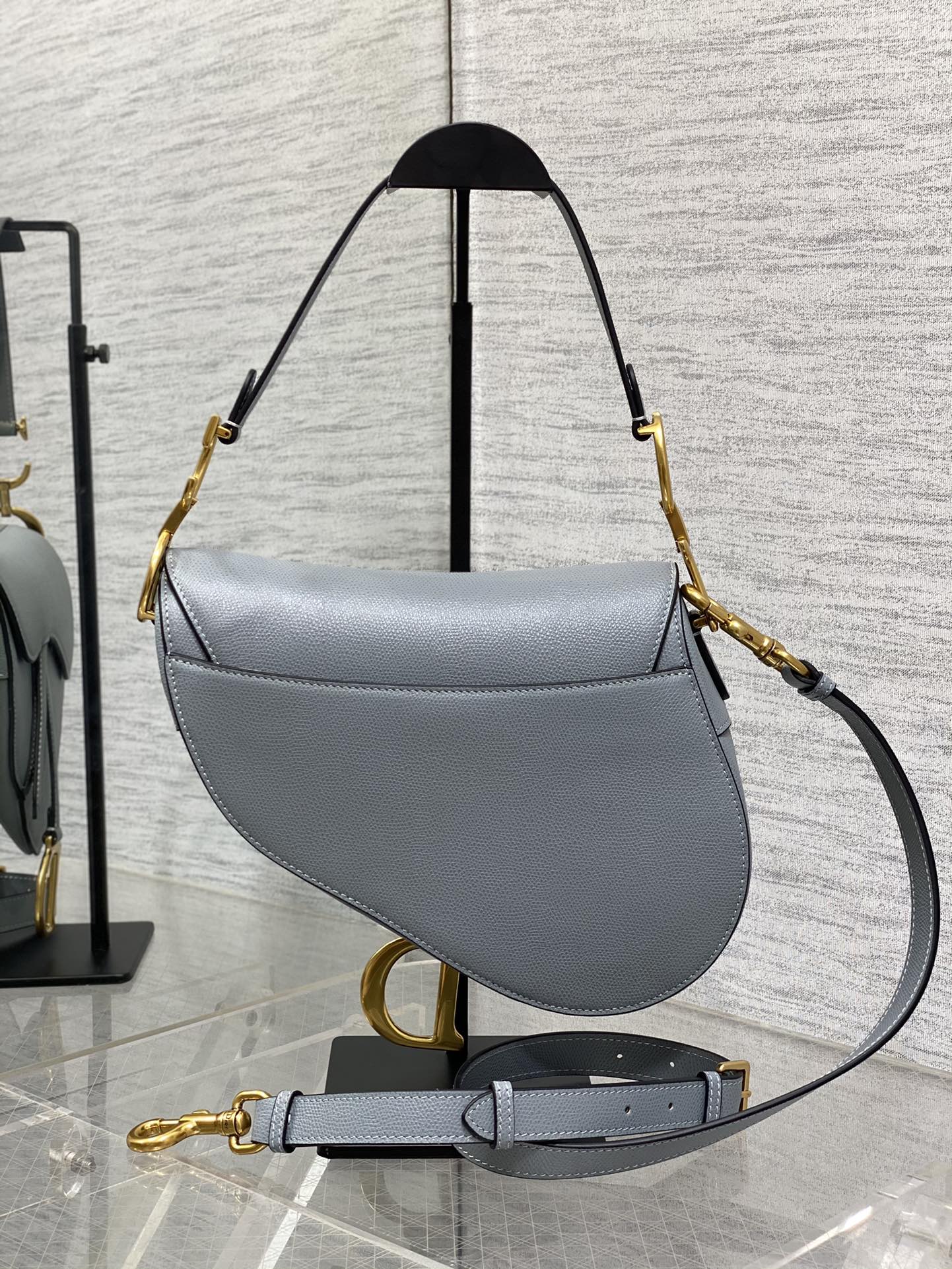 Dior Large Saddle Bag in Light Blue Calfskin