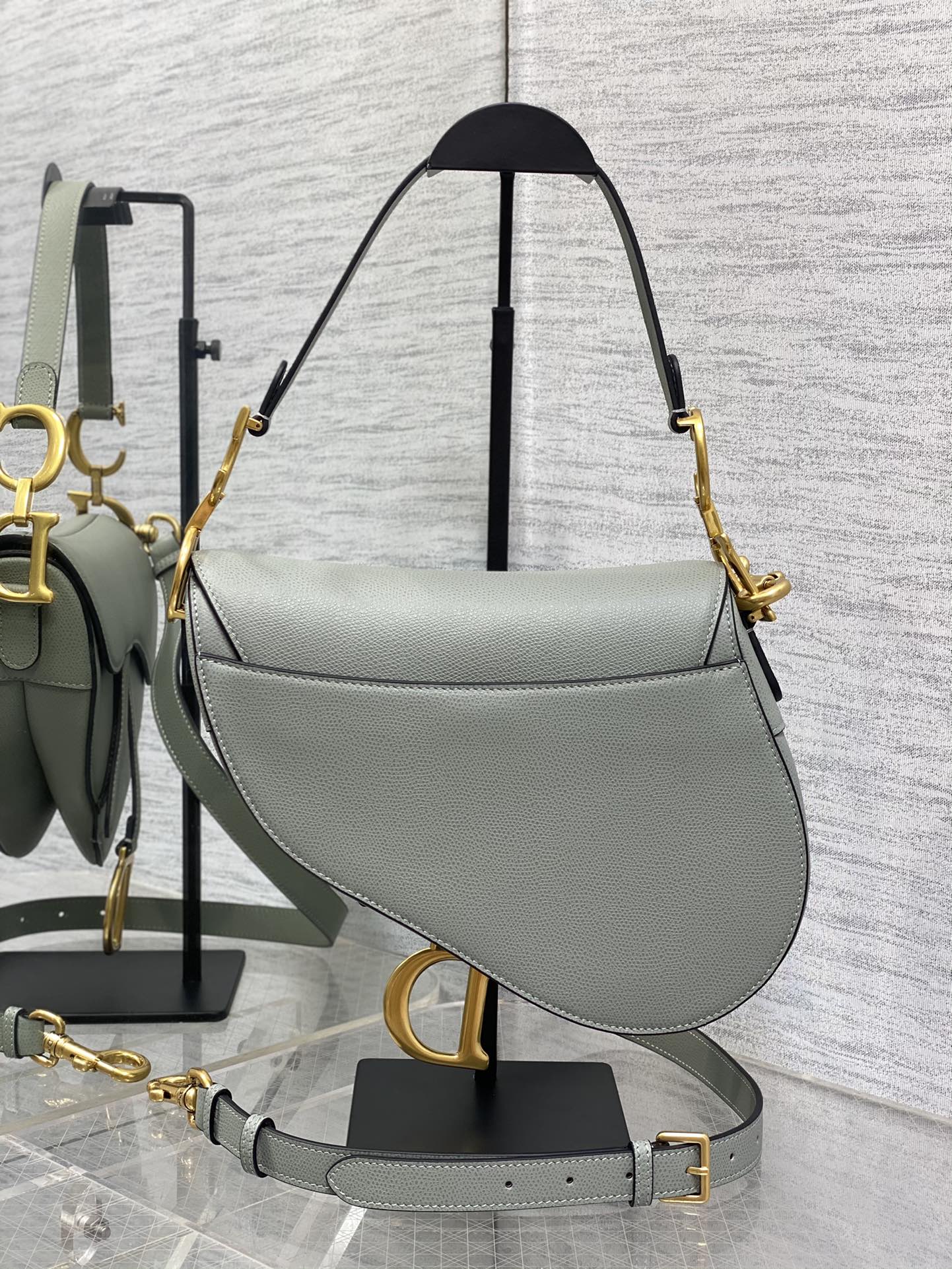 Dior Large Saddle Bag in Rock Ash Calfskin