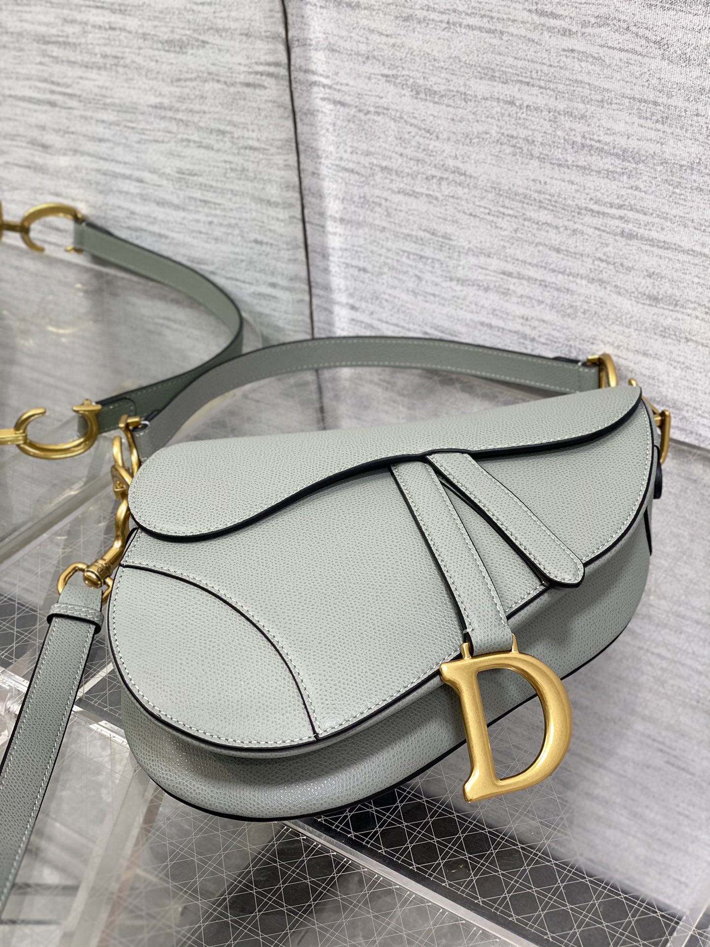 Dior Large Saddle Bag in Rock Ash Calfskin