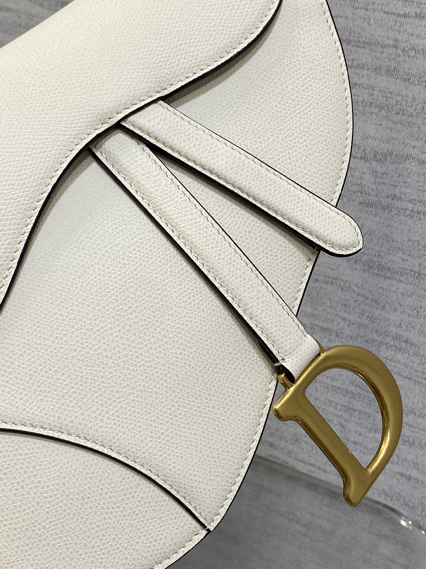 Dior Large Saddle Bag in White Calfskin