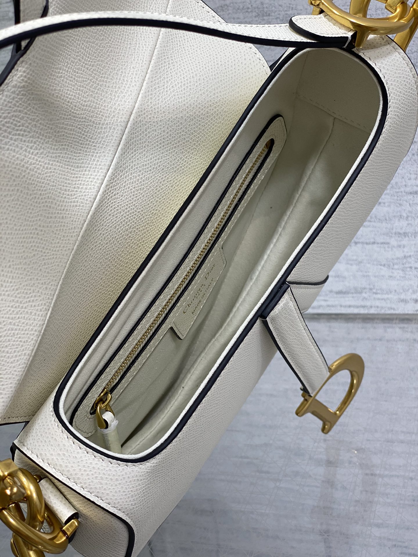 Dior Large Saddle Bag in White Calfskin