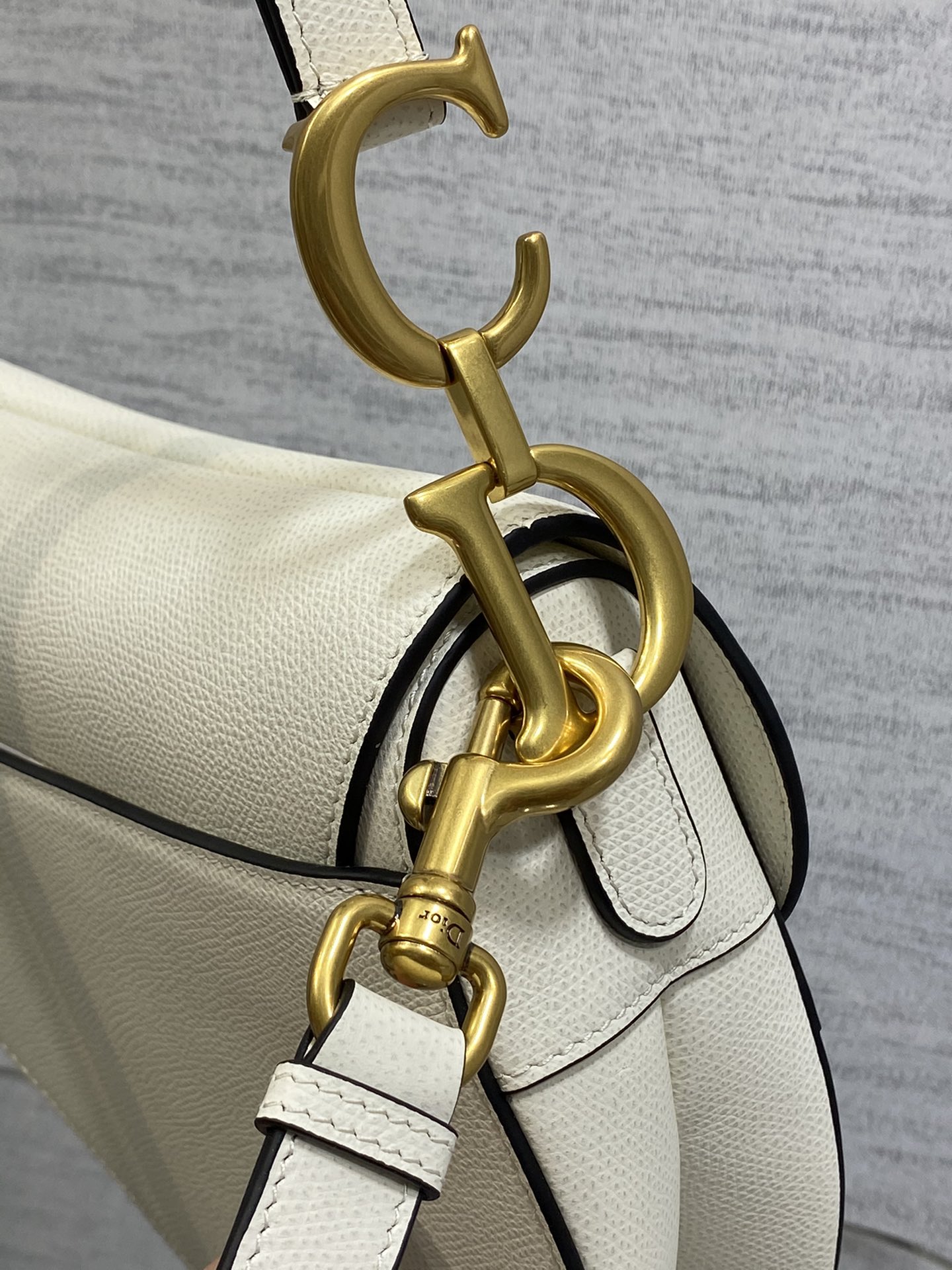 Dior Large Saddle Bag in White Calfskin