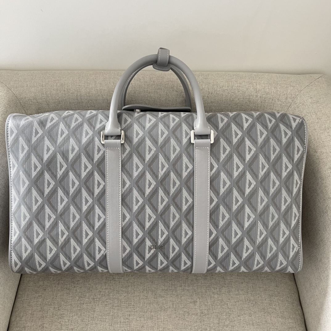 Dior Lingot 55 Duffle Bag Gray CD Diamond Canvas