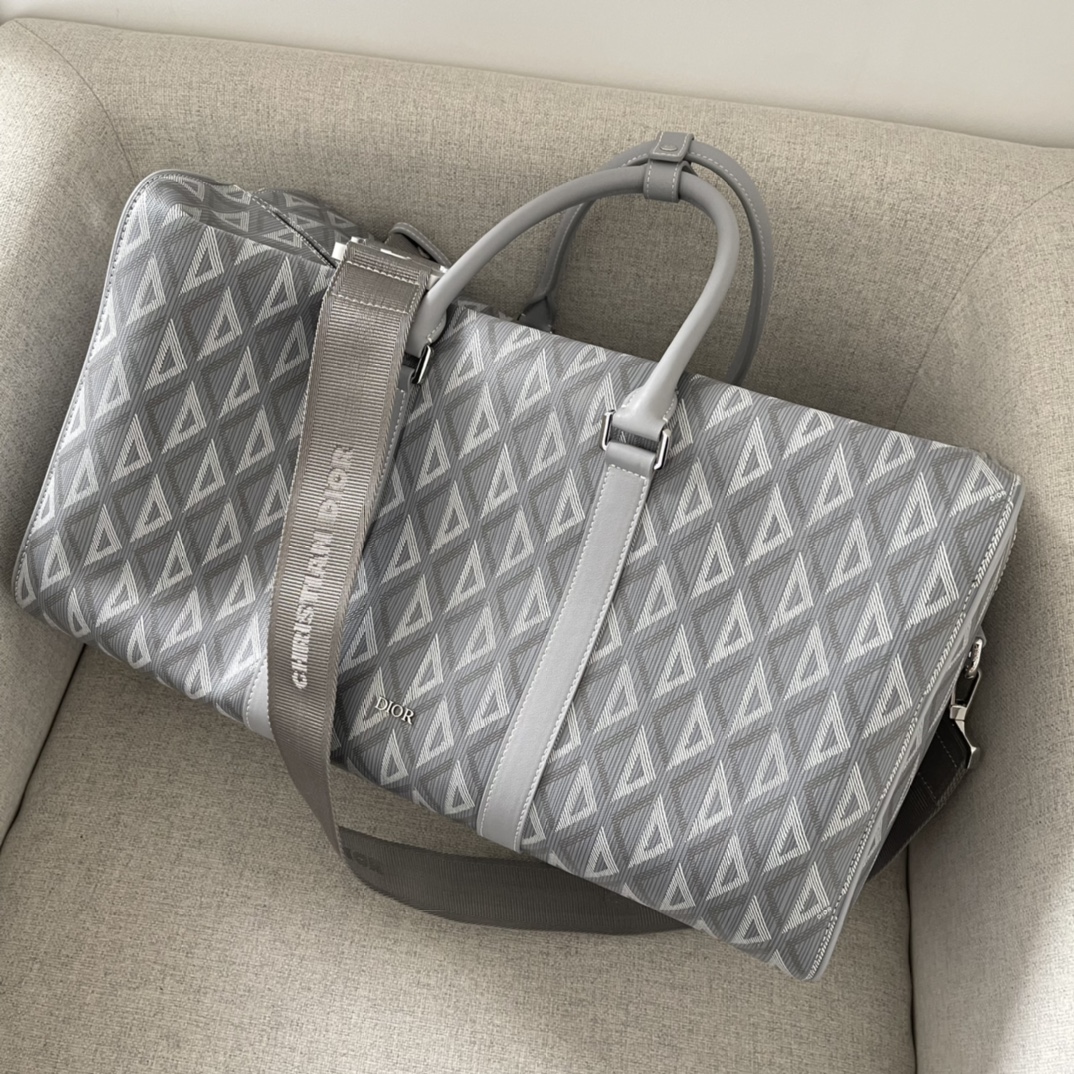 Dior Lingot 55 Duffle Bag Gray CD Diamond Canvas