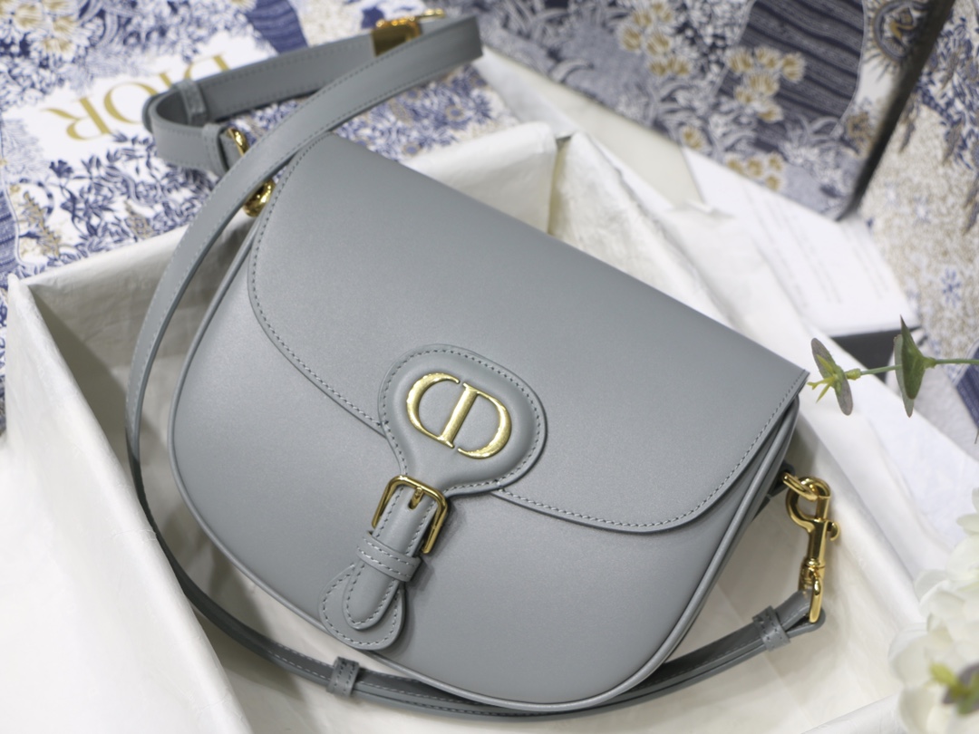 Dior Medium Bobby Bag Gray Box Calfskin