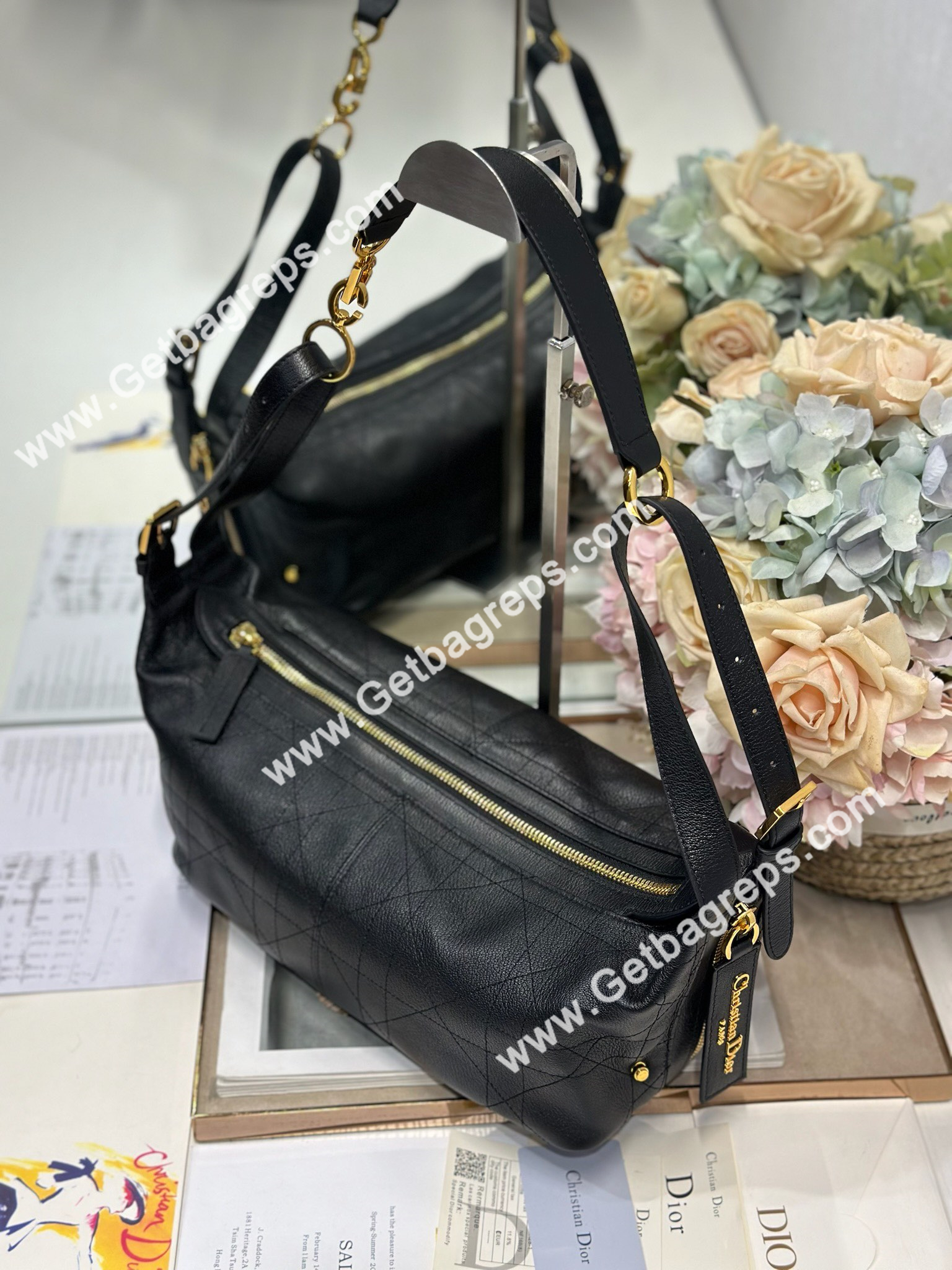 Dior Medium D-Journey Bag in Vintage Smooth Calfskin Black