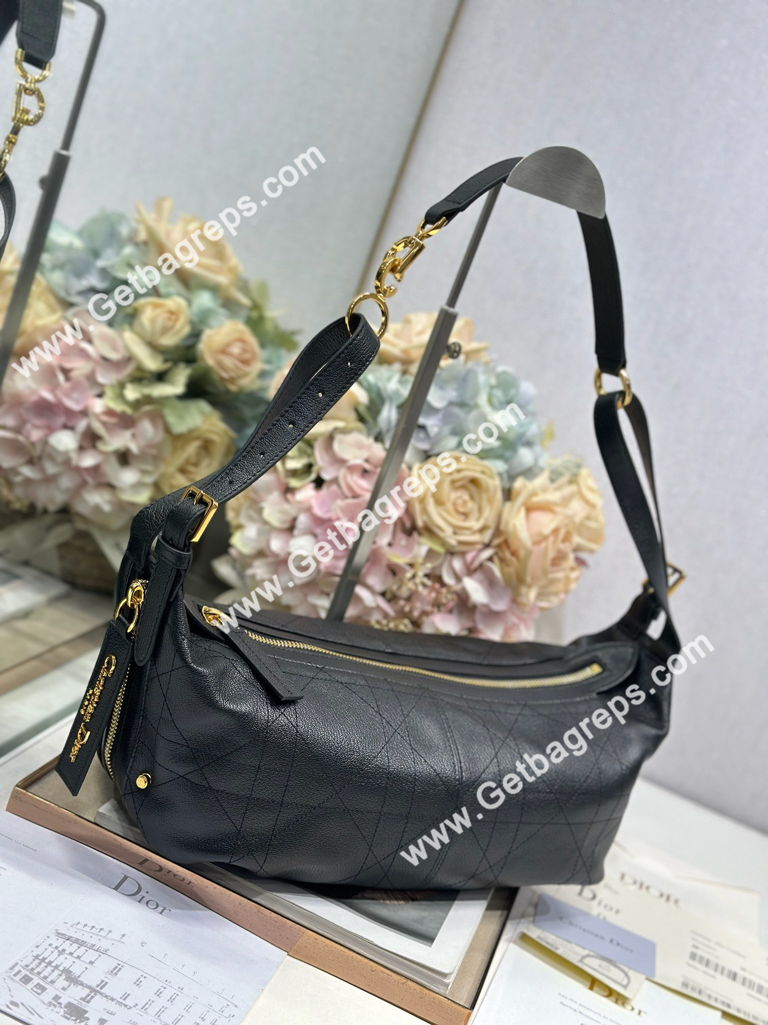 Dior Medium D-Journey Bag in Vintage Smooth Calfskin Black