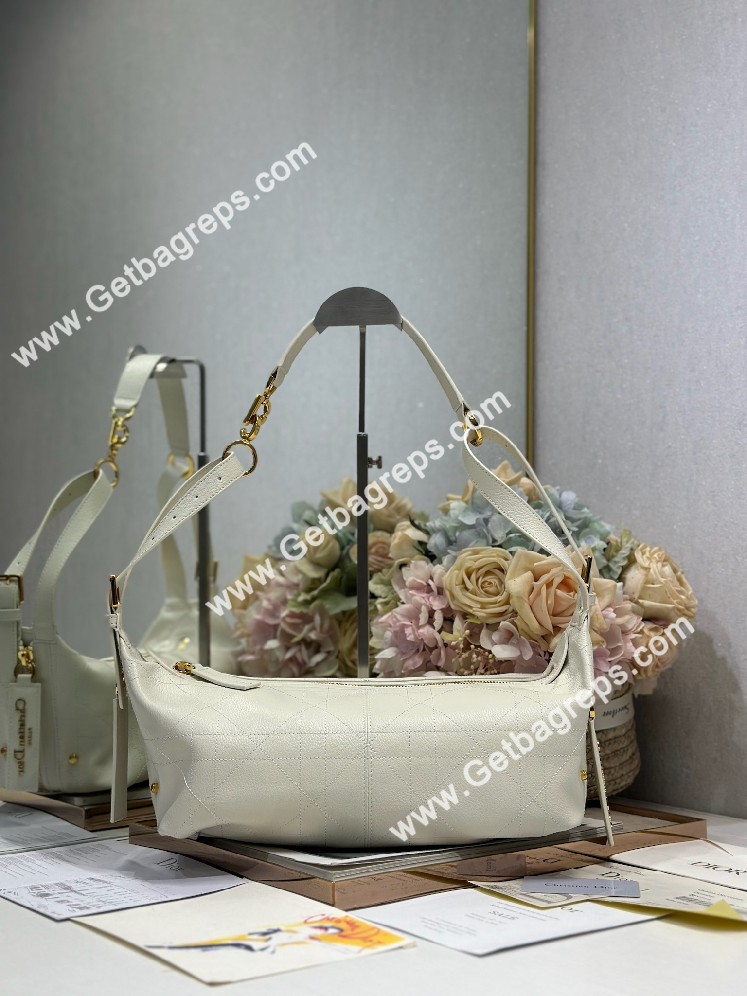 Dior Medium D-Journey Bag in Vintage Smooth Calfskin White