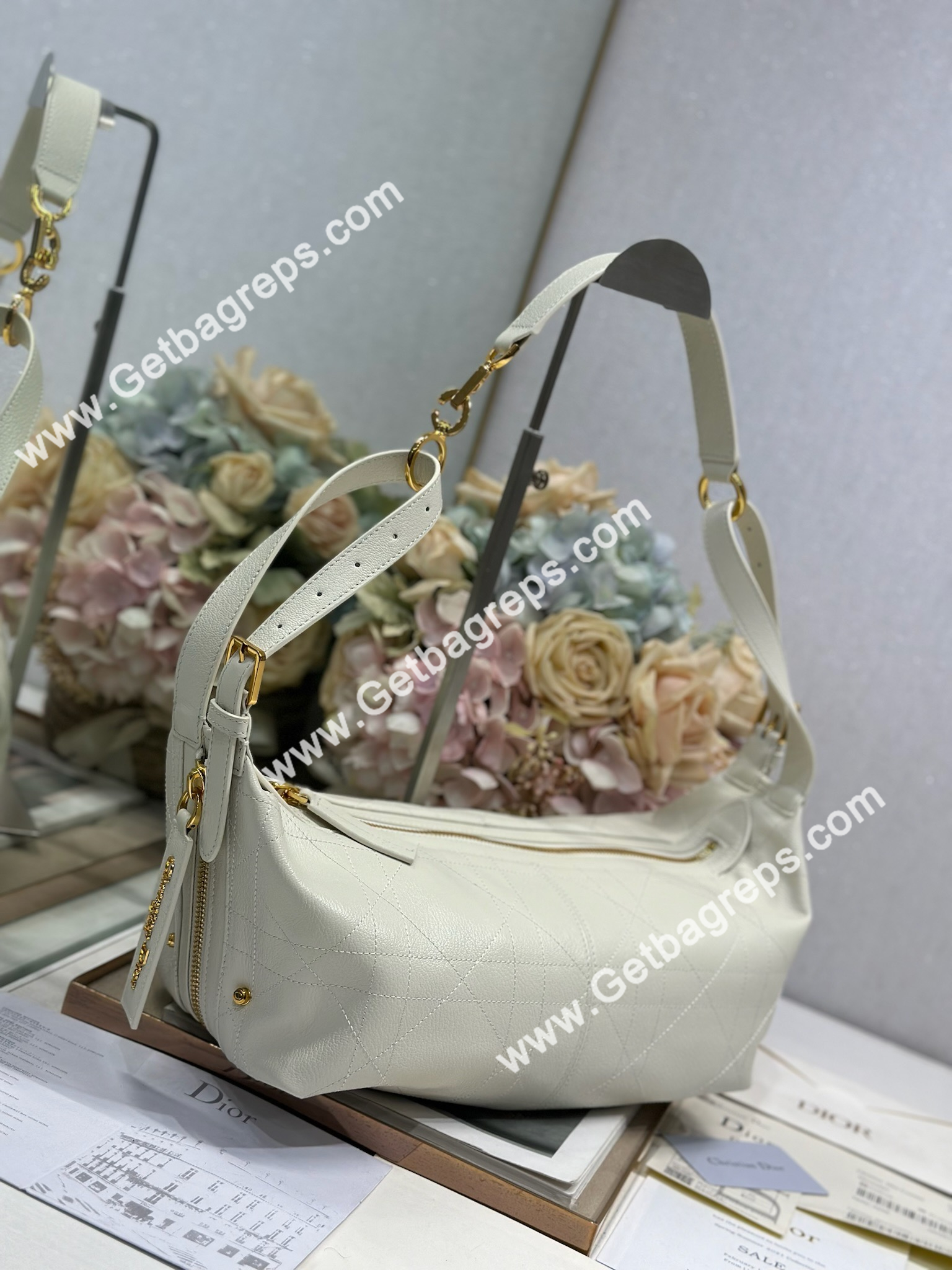 Dior Medium D-Journey Bag in Vintage Smooth Calfskin White